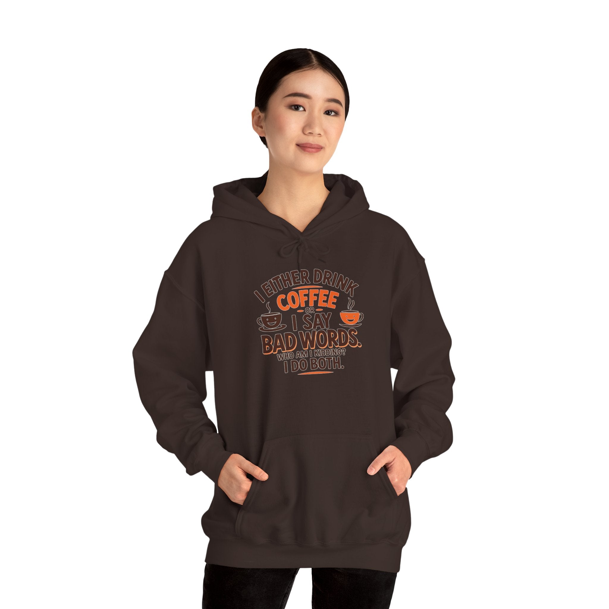 I drink coffee or say bad words, Coffee Lovers Hoodie - Unisex Funny Sweatshirt, Gift for Coffee Addicts, Unique Design, Great for Casual Wear, Perfect for Holidays