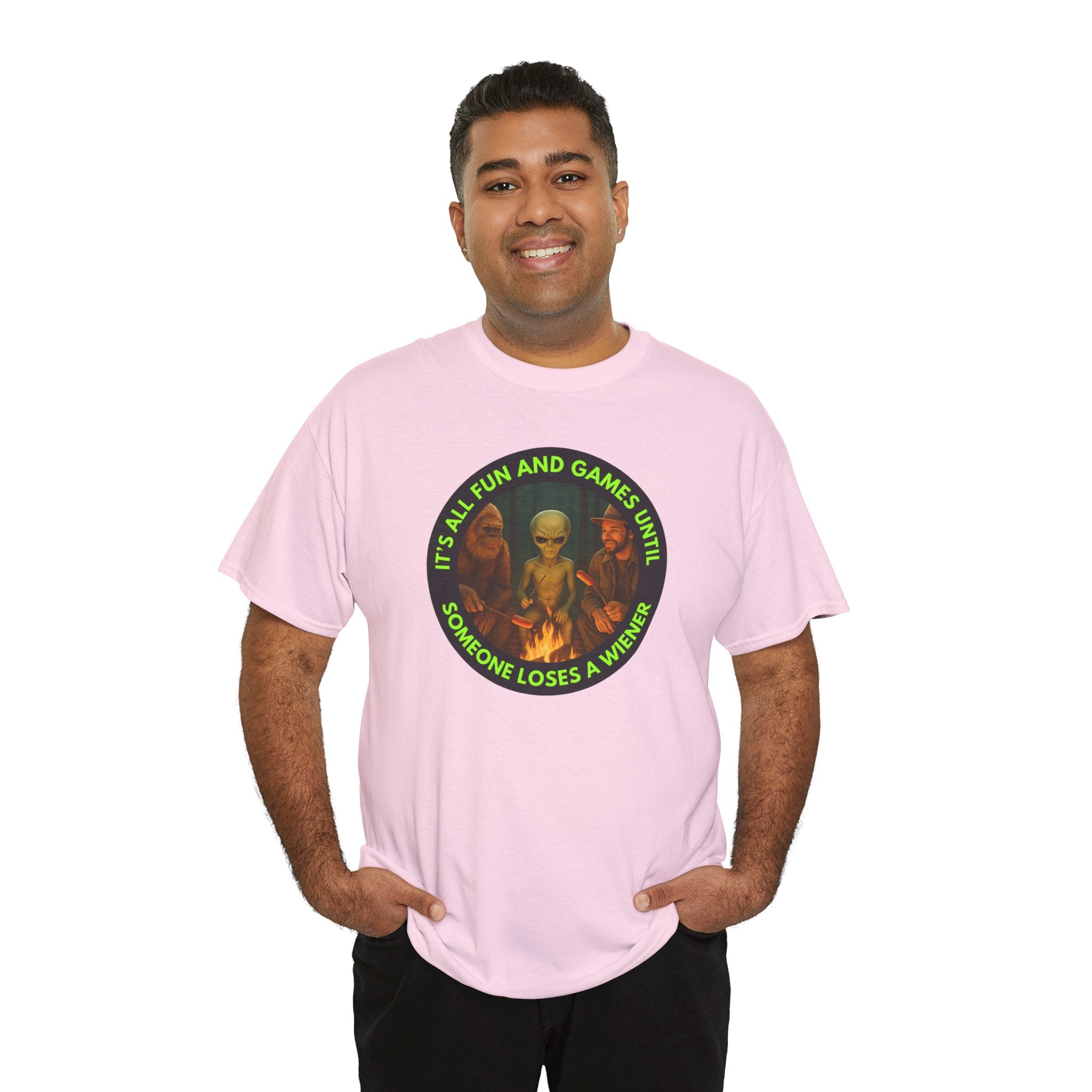 It's All Fun and Games Until... Funny Alien Camping T-shirt, Gift for Gamers, Casual Wear, Unique Statement