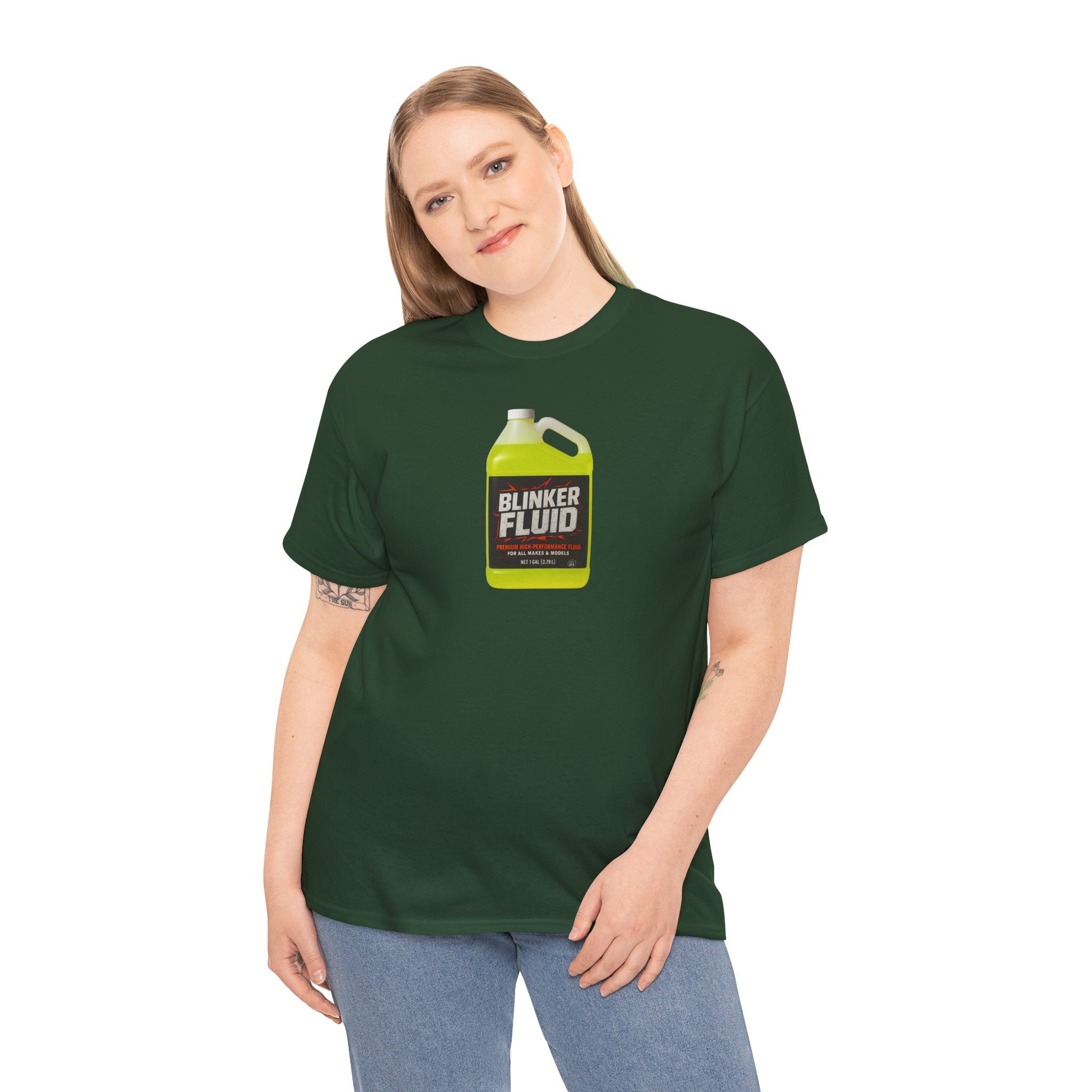 Humorous Blinker Fluid Tee, Funny T-Shirt, Car Lover Gift, Gag Gift, Unisex Heavy Cotton Shirt