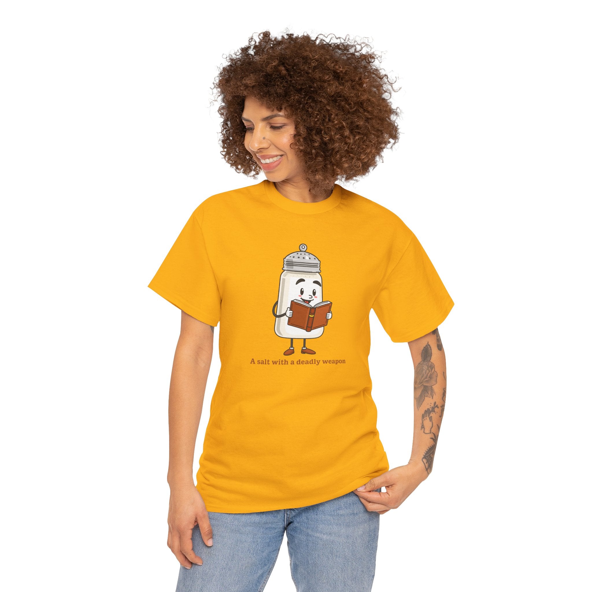 Funny Salt Bear Graphic Tee, Unisex Heavy Cotton Tee, Cute Gift for Food Lovers, Book Lovers, Unique Humor Shirt, Casual Everyday Wear
