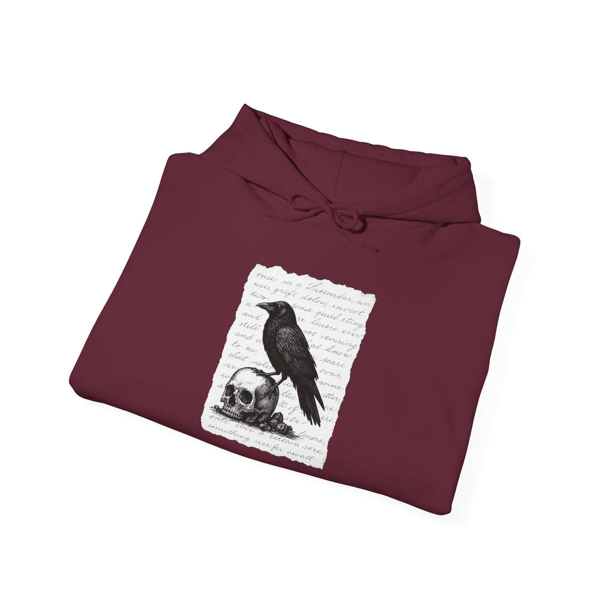 Gothic Raven Hoodie, Cozy Sweatshirt, Unisex Pullover, Halloween Apparel, Fall Fashion, Book Lovers, Theatre Lovers