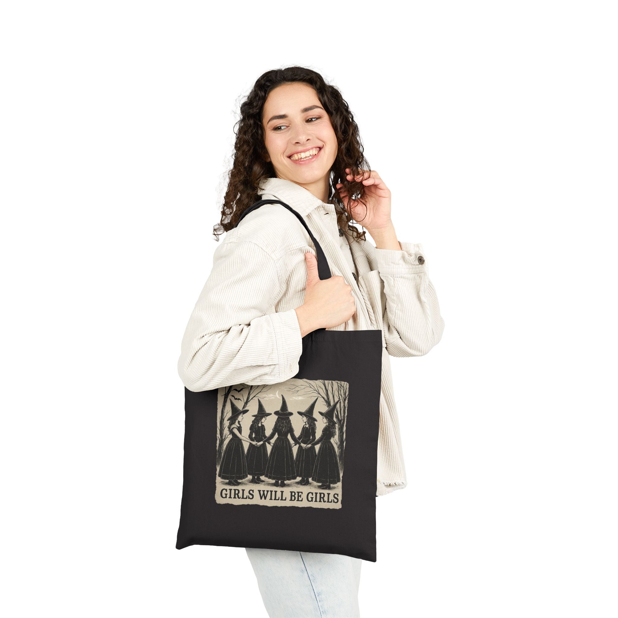 Witchy Girls Tote Bag | Halloween Shopping Bag, Eco-Friendly Tote, Gift for Witches, Witchcraft Accessory, Canvas Bag, Girls Night Out