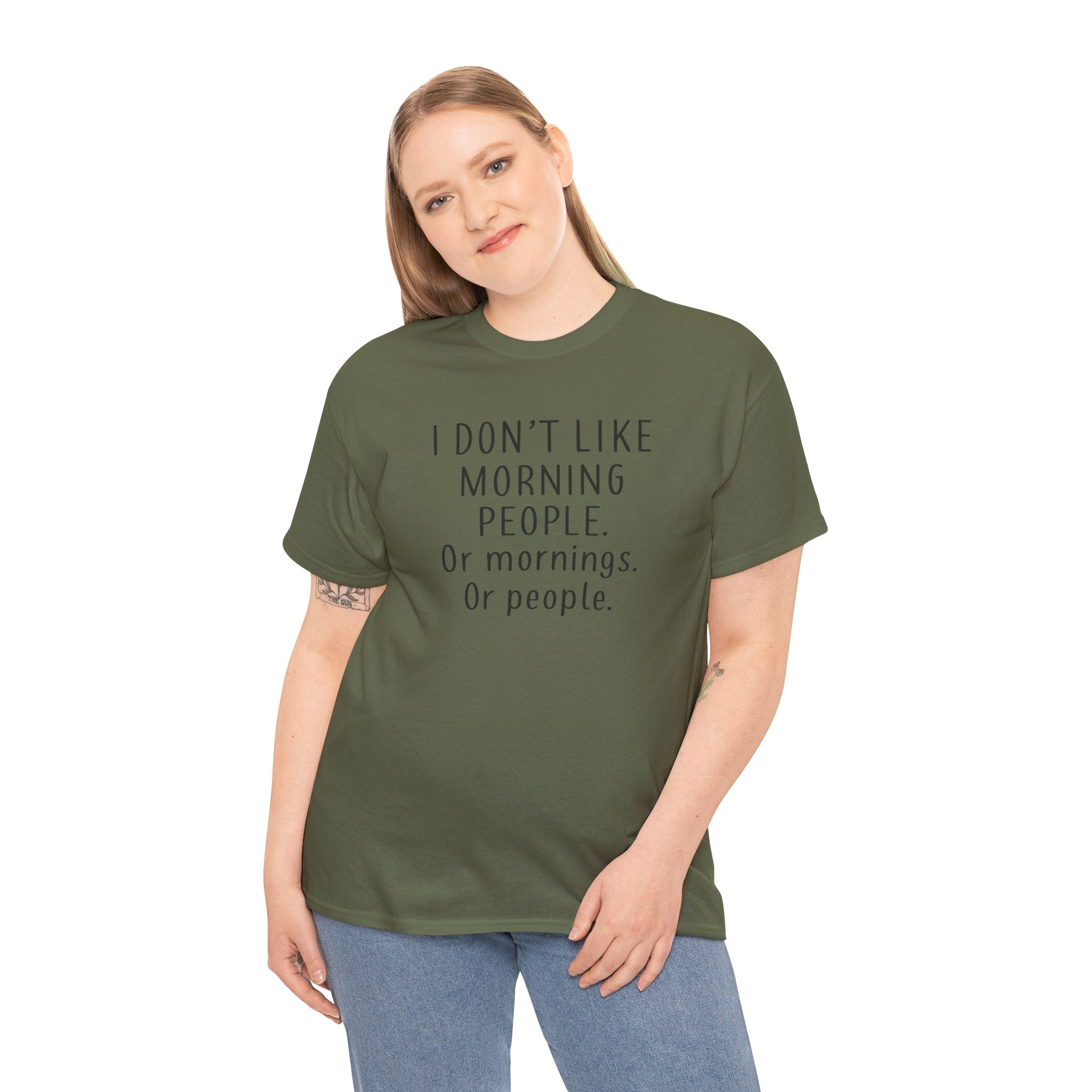 Funny Morning Tee - I Don't Like Morning People, Gift for Night Owls, Casual Wear, Humor T-Shirt, Unisex Cotton Shirt