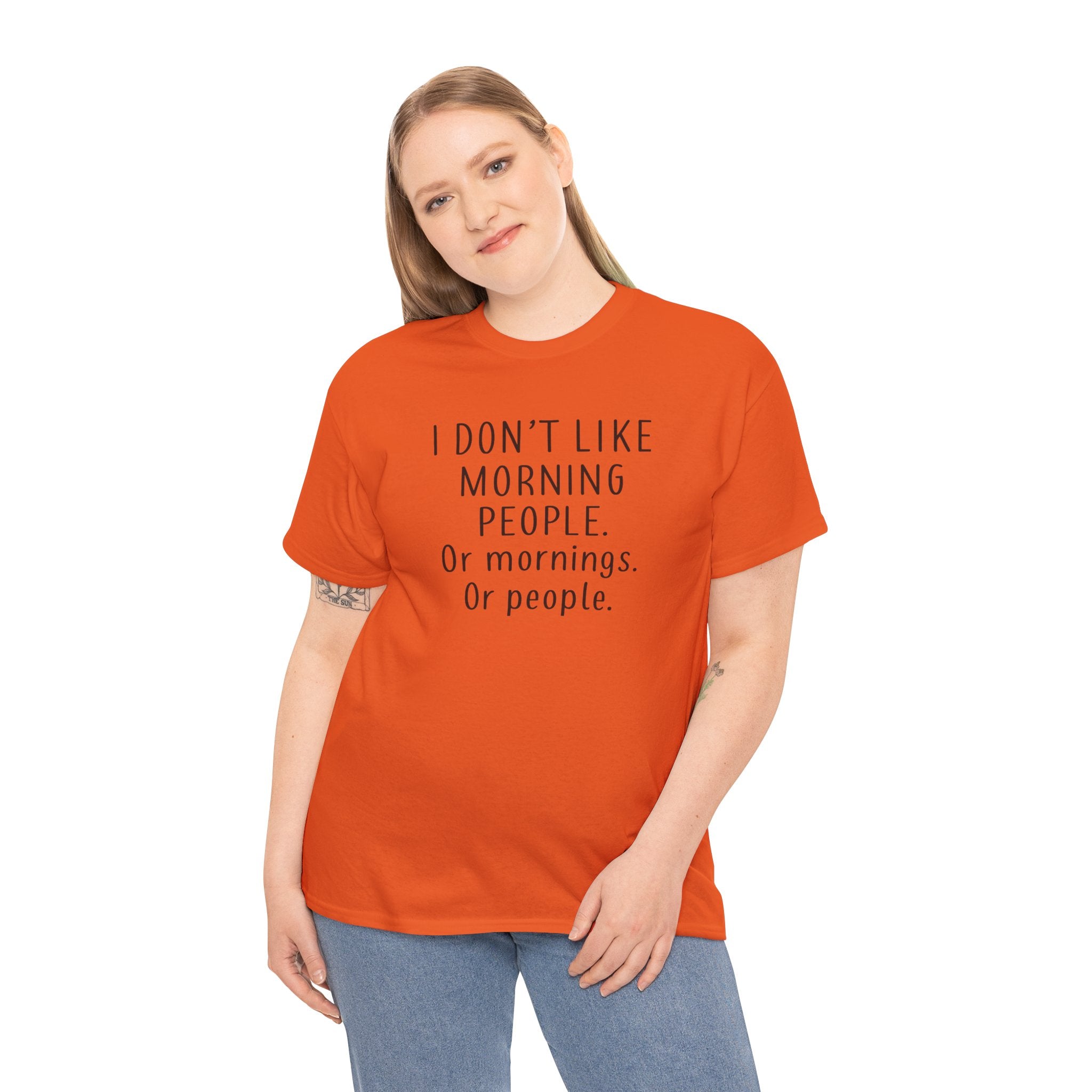 Funny Morning Tee - I Don't Like Morning People, Gift for Night Owls, Casual Wear, Humor T-Shirt, Unisex Cotton Shirt