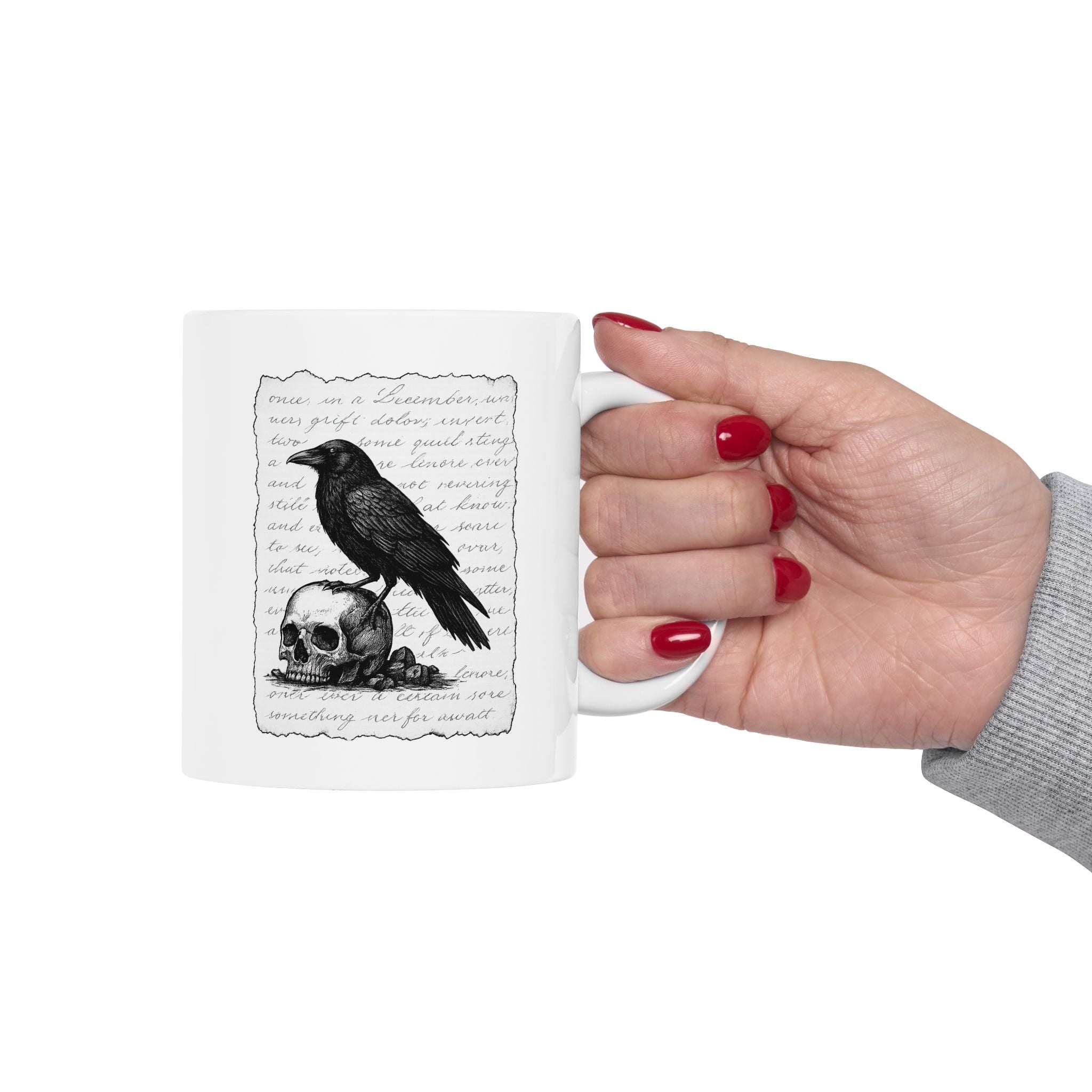 Raven Skull Coffee Mug - Perfect Gift for Coffee Lovers, Book Lovers, Drinkware, Unique Home Decor, Office Essentials,