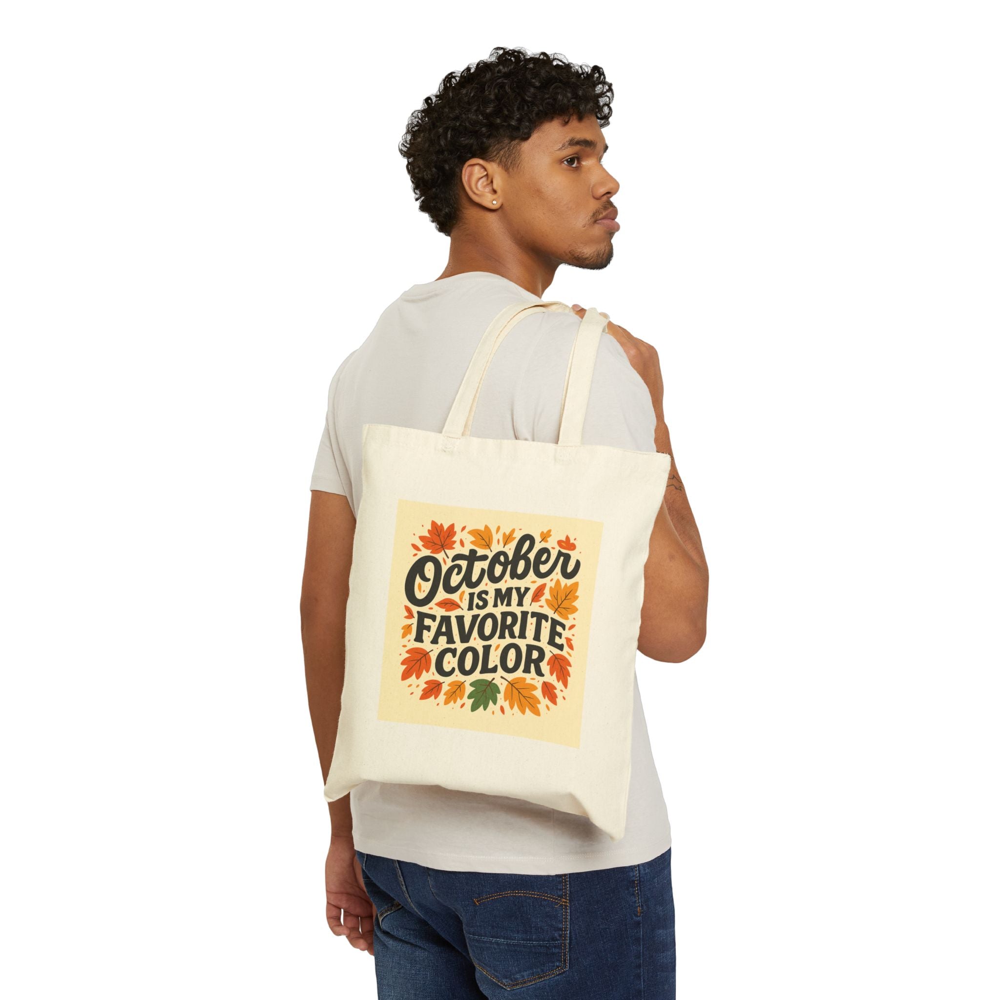 October is My Favorite Color Tote Bag, Fall Tote, Autumn Shopping Bag, Gift for October Birthdays, Eco-Friendly Canvas Bag