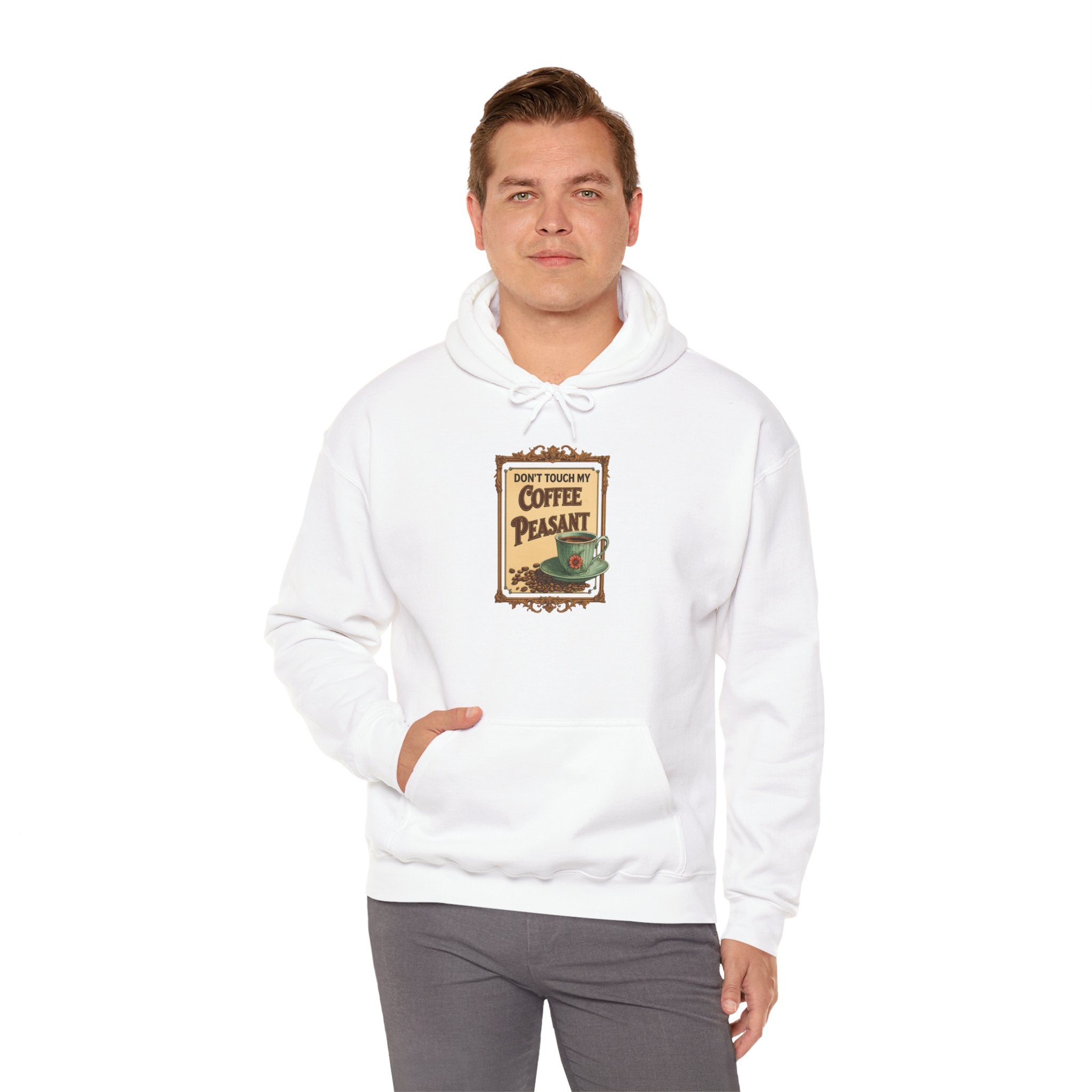 Funny - Don't Touch My Coffee Peasant Hoodie - Comfortable Unisex Sweatshirt for Coffee Lovers,  College Students, Casual Wear, Cafe Style,