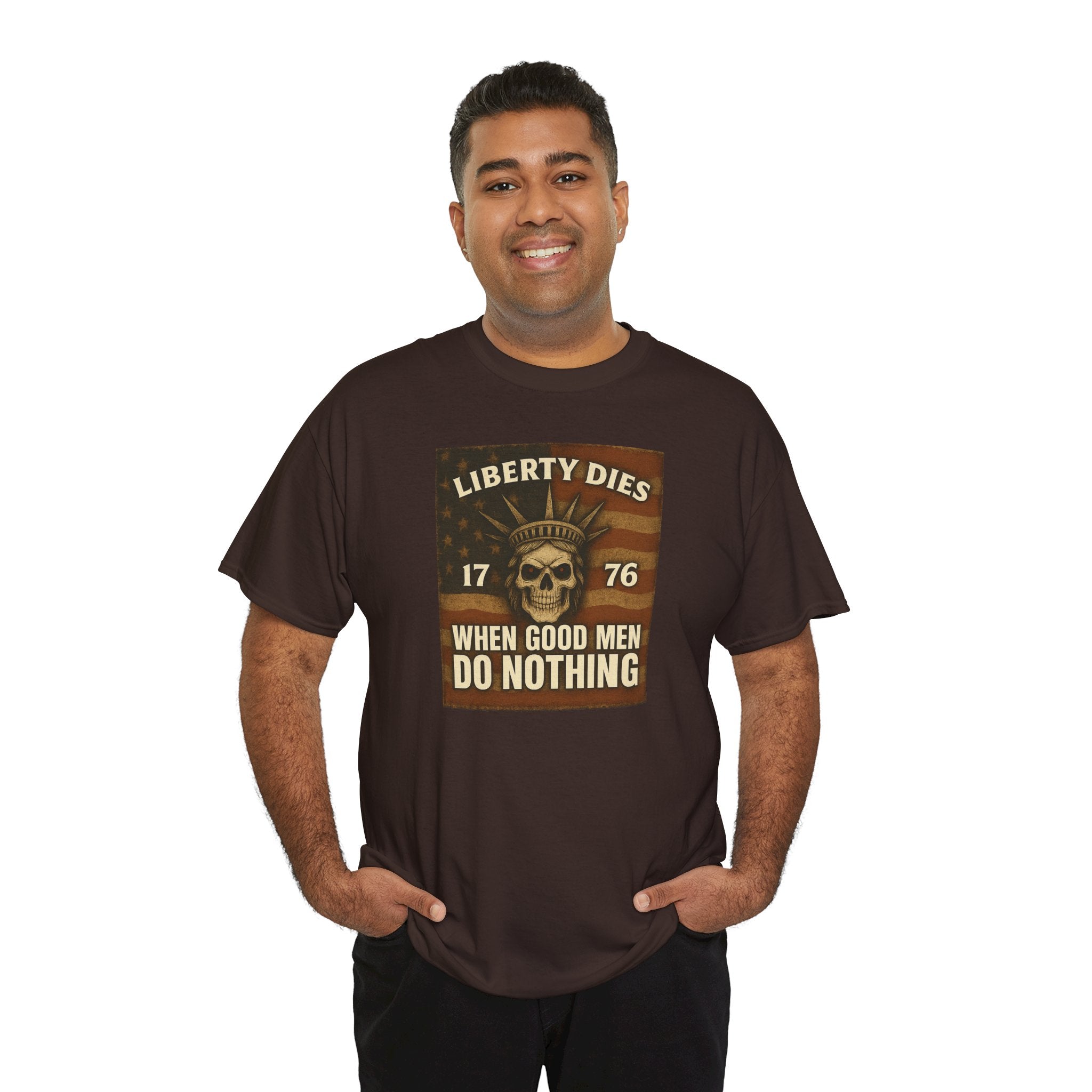 Liberty Dies Unisex Heavy Cotton Tee, Patriotic T-Shirt, 4th of July Gift, Independence Day Apparel, Vintage Style Tee