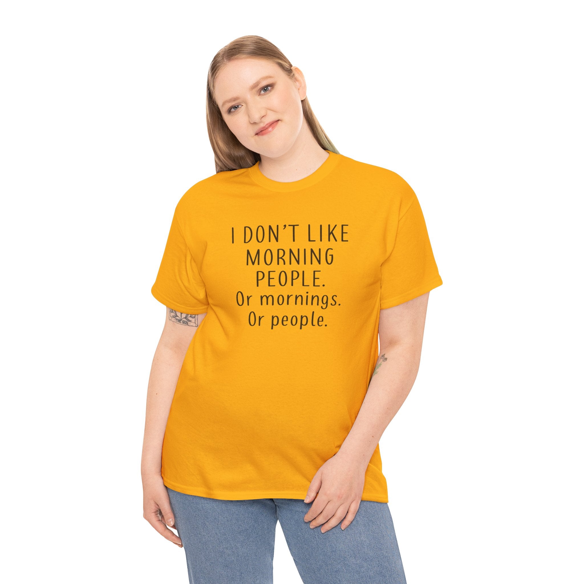 Funny Morning Tee - I Don't Like Morning People, Gift for Night Owls, Casual Wear, Humor T-Shirt, Unisex Cotton Shirt