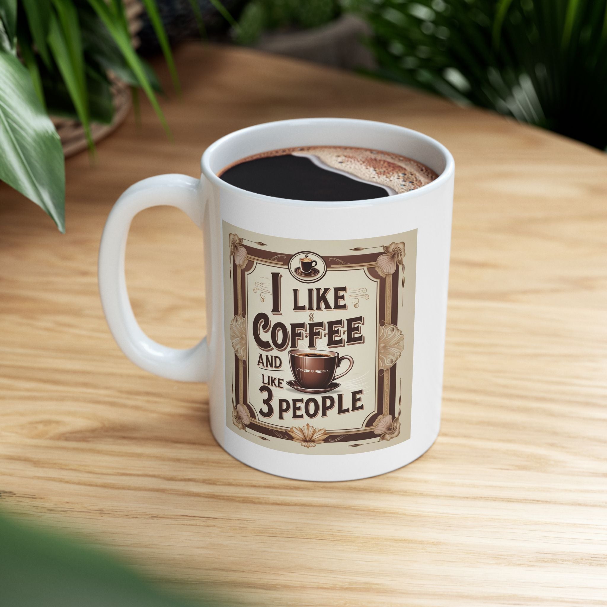 I like Coffee and 3 People - Vintage-Inspired Coffee Mug, Perfect for Coffee Lovers, Ideal Gift for Birthdays, Anniversaries, Home Decor, Rustic Kitchen