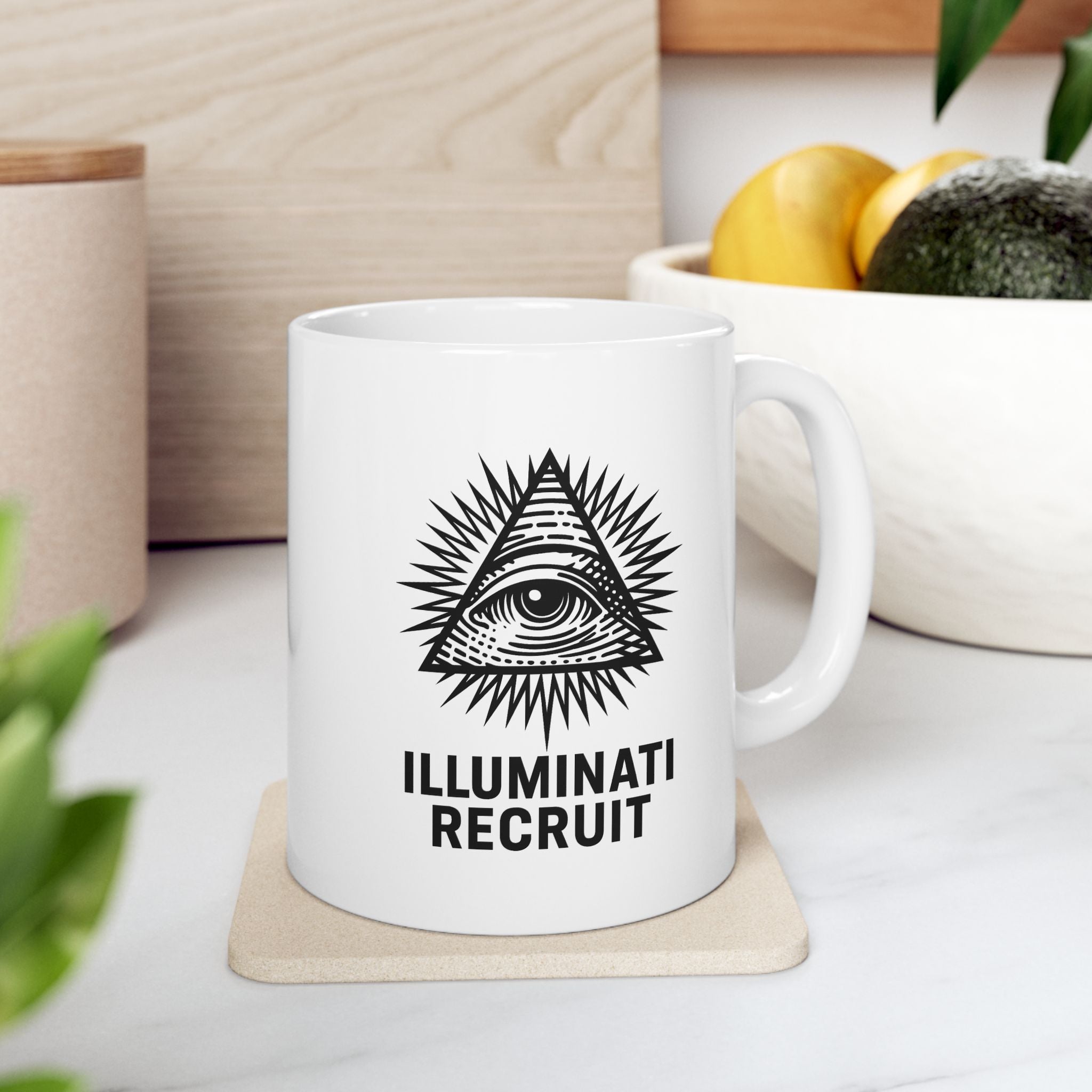 Illuminati Recruit Joke Mug - Office Coffee Mug - 11oz & 15oz, Mystical Coffee Cup, Gift for Men, Unique Tea Mug, Conspiracy Theory Beverage Holder