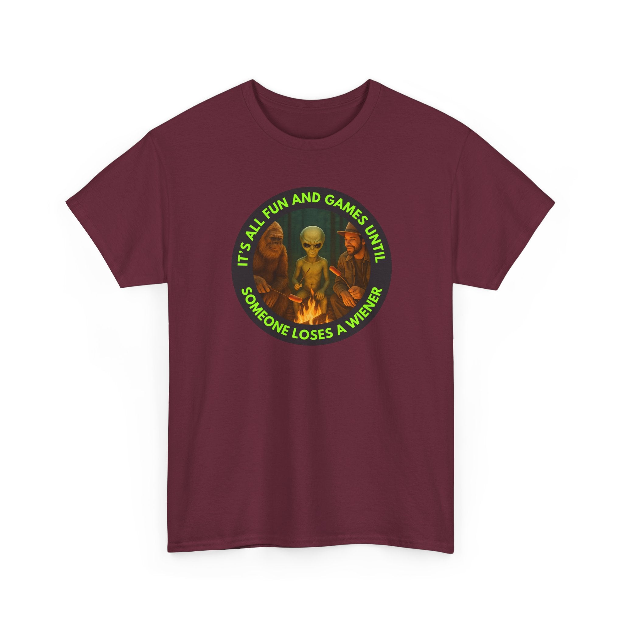 It's All Fun and Games Until... Funny Alien Camping T-shirt, Gift for Gamers, Casual Wear, Unique Statement