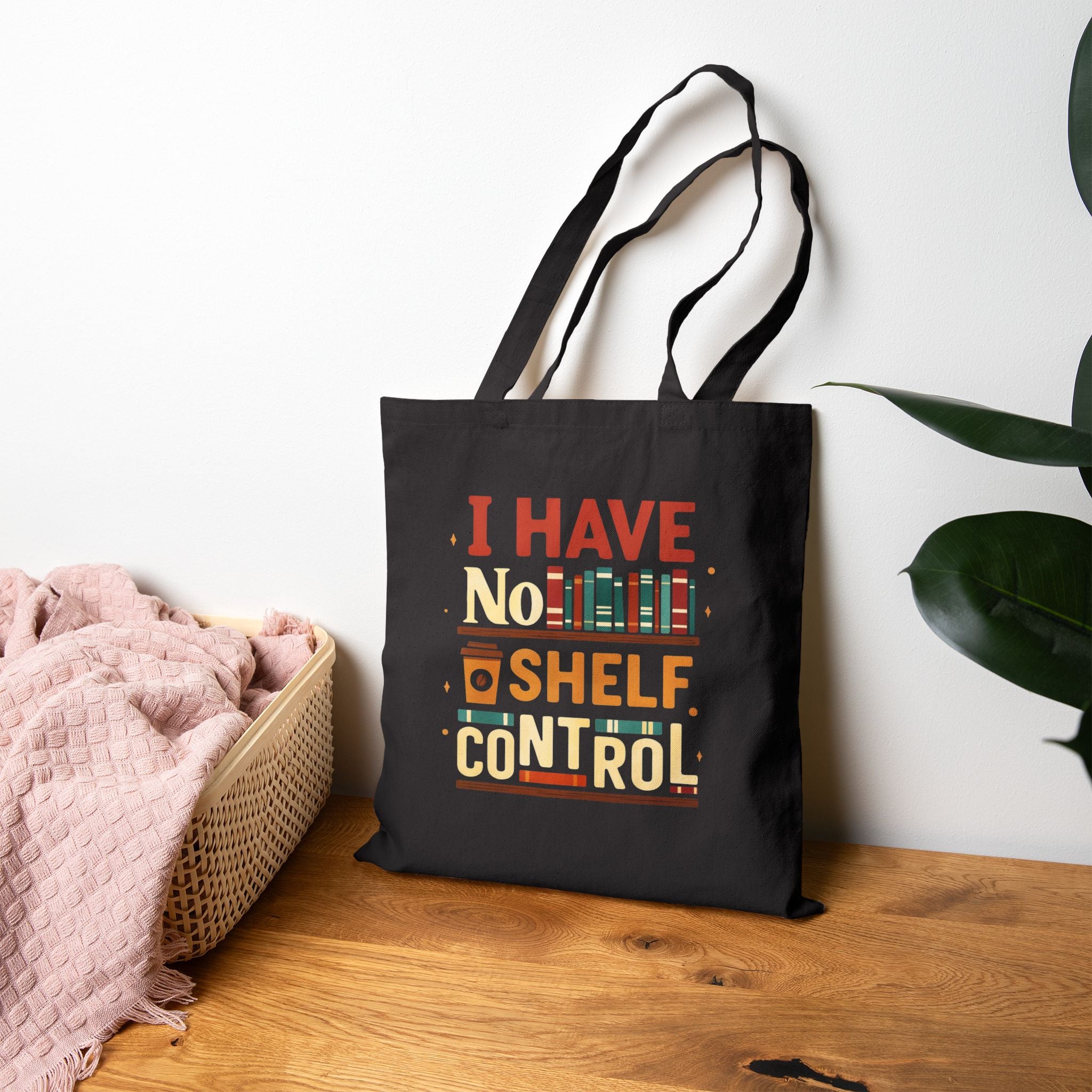 I HAVE NO SHELF CONTROL - Book Lover's Cotton Canvas Tote Bag, Literary Gift, Book Storage, Eco-Friendly Bag, Reading Accessory, Gift for Readers