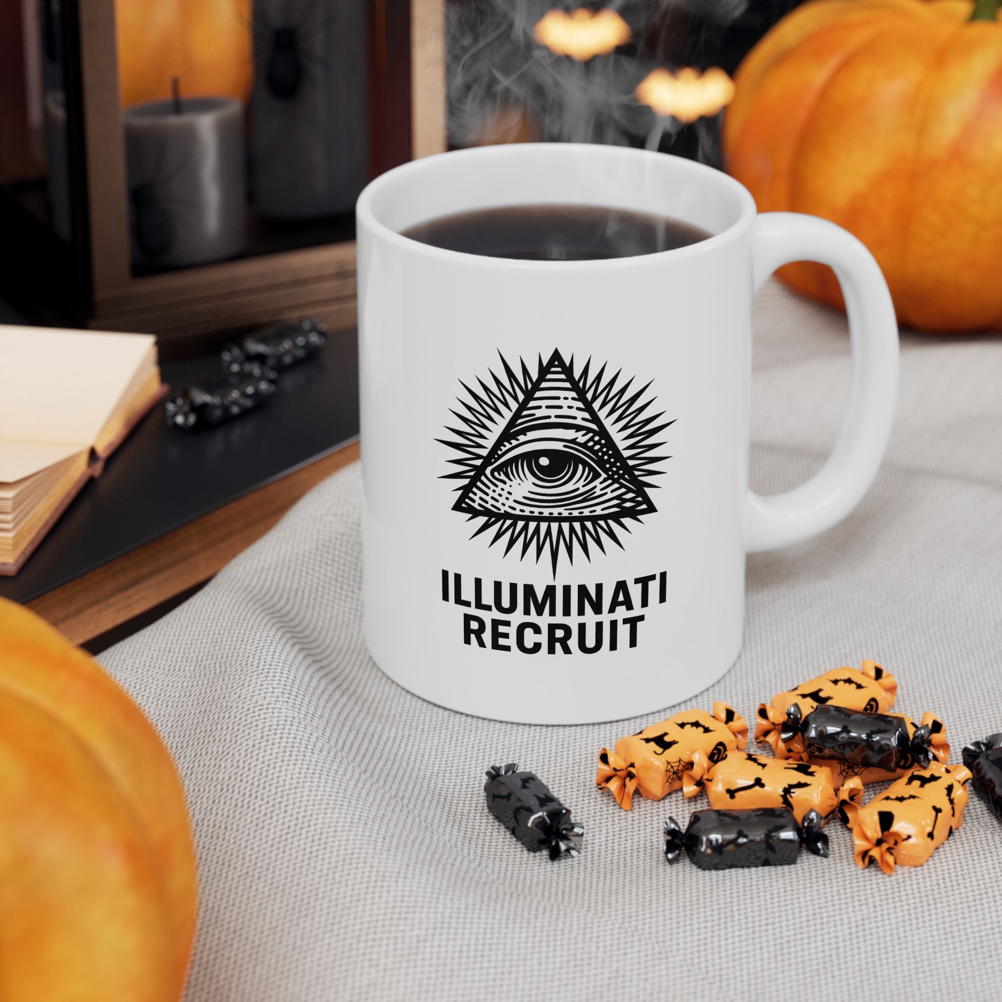 Illuminati Recruit Joke Mug - Office Coffee Mug - 11oz & 15oz, Mystical Coffee Cup, Gift for Men, Unique Tea Mug, Conspiracy Theory Beverage Holder
