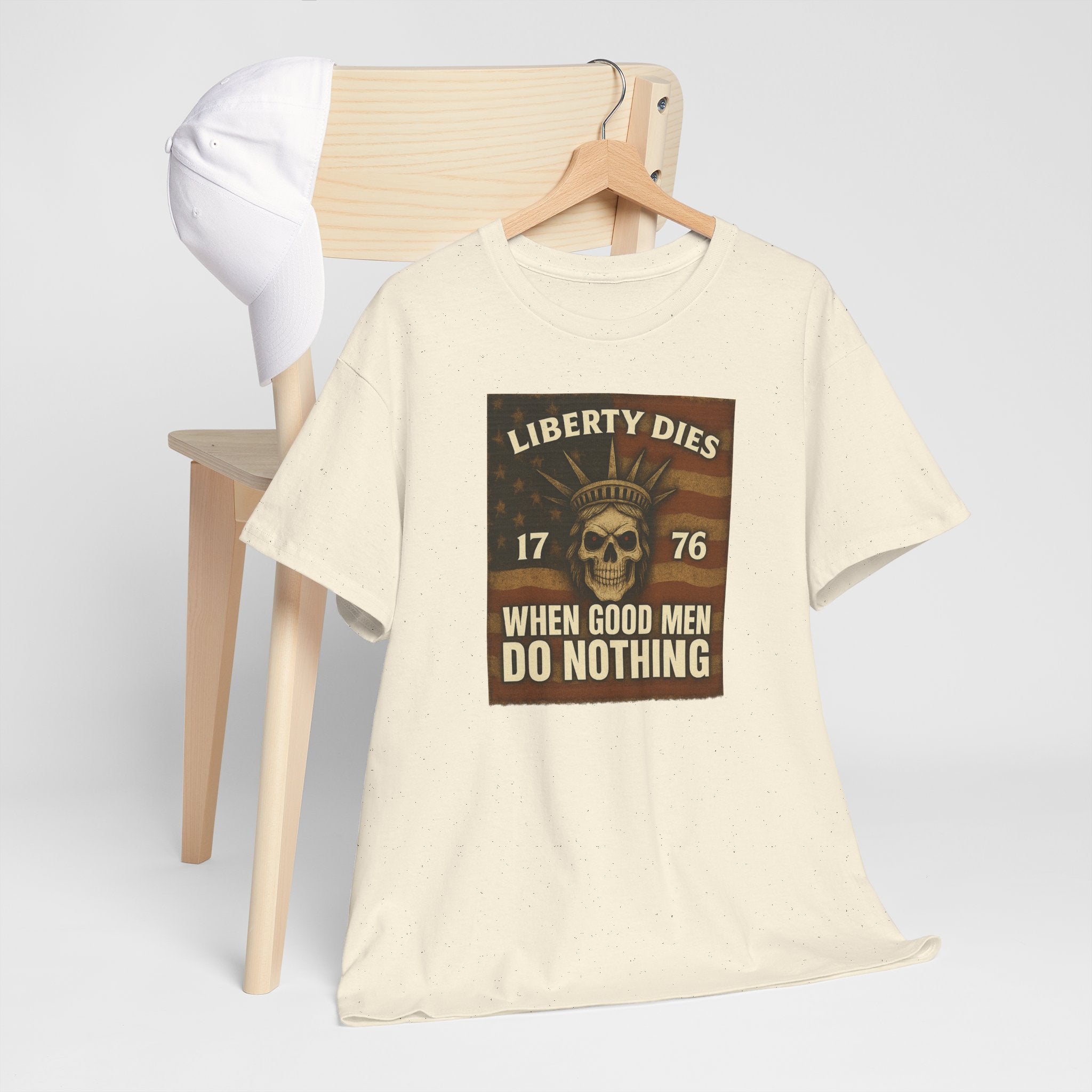 Liberty Dies Unisex Heavy Cotton Tee, Patriotic T-Shirt, 4th of July Gift, Independence Day Apparel, Vintage Style Tee