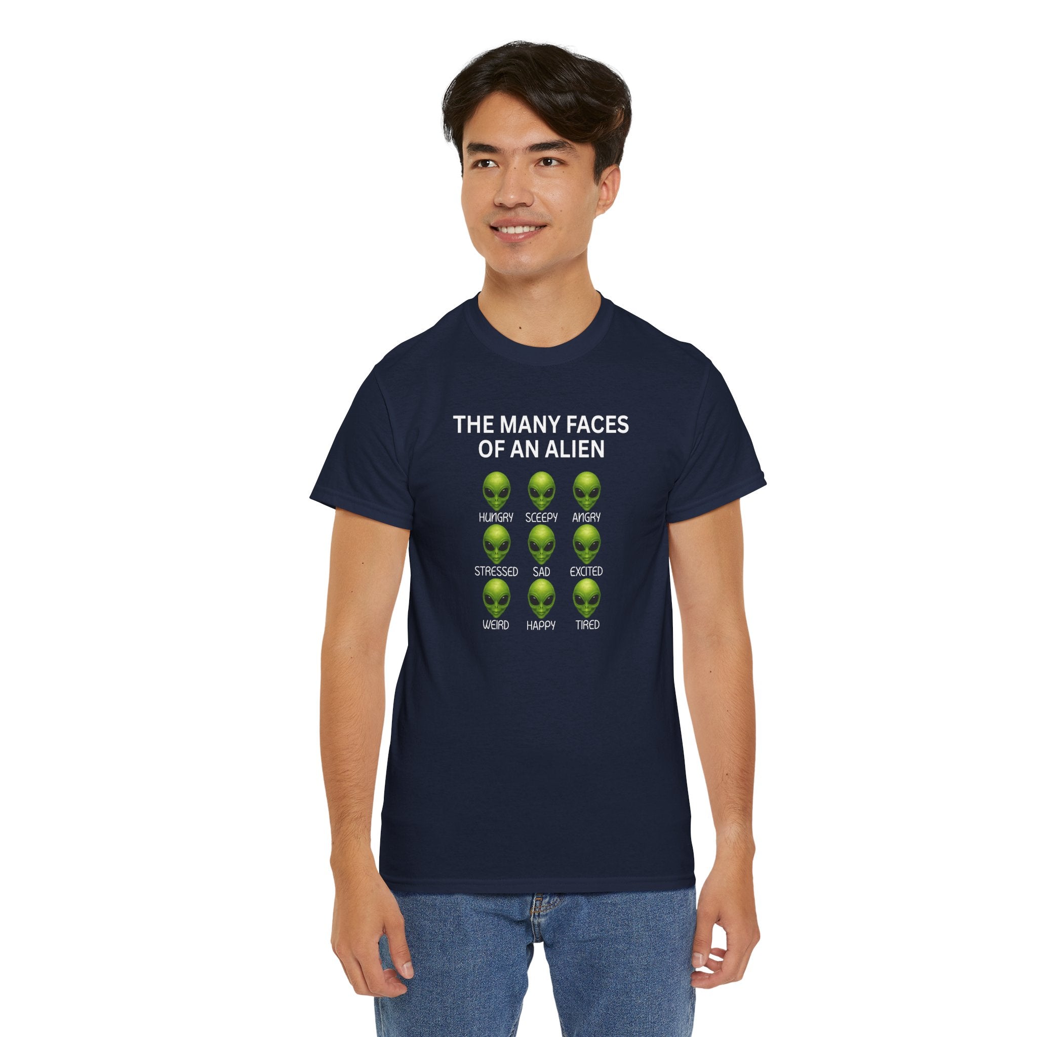 Unisex Alien Emotions Tee, Funny Graphic T-Shirt, Humor Gift for Nerds, Sci-Fi Apparel, Casual Wear for Fans