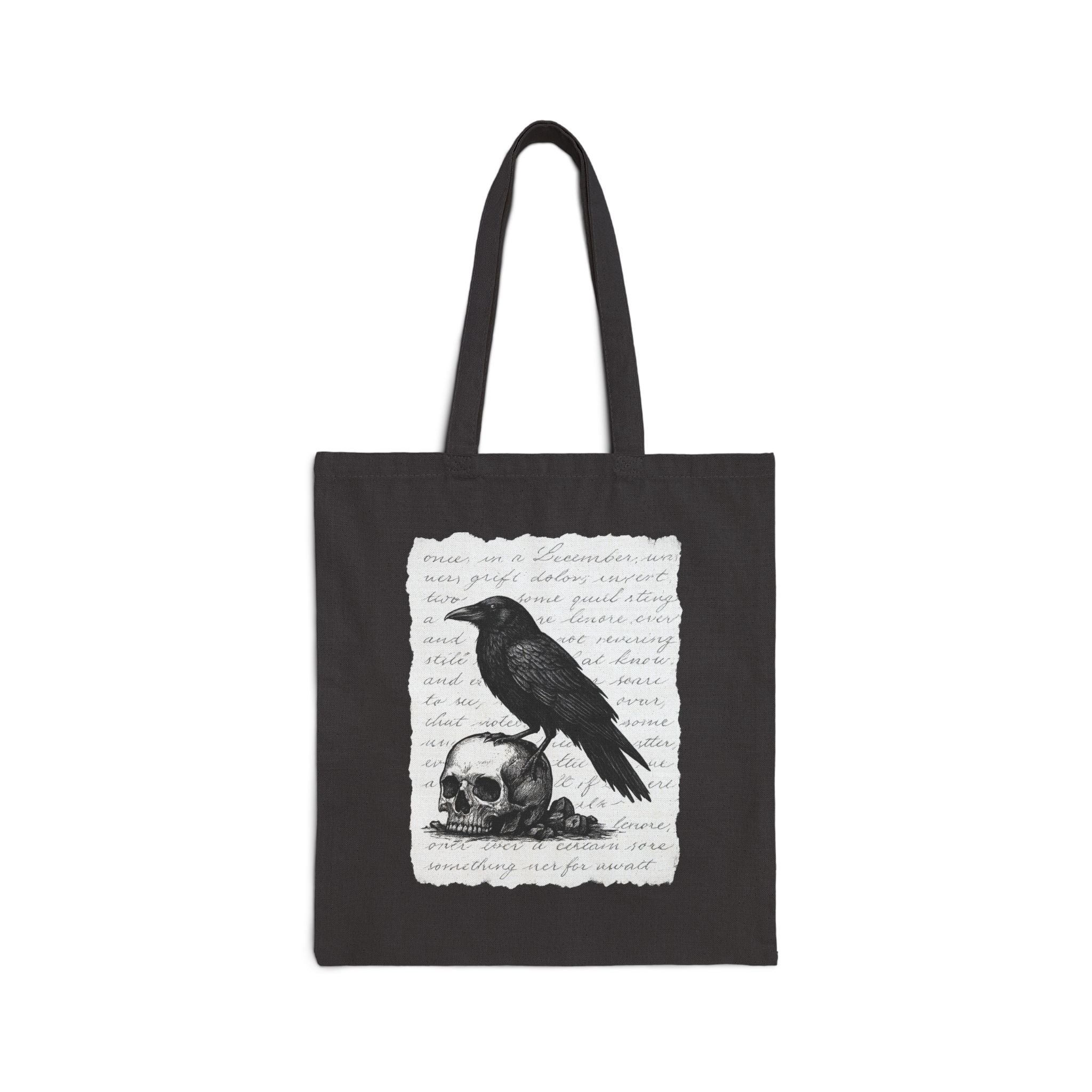 Gothic Raven Tote Bag, Stylish Eco-Friendly Shopping Bag, Halloween Gift, Boho Chic, Skull Design