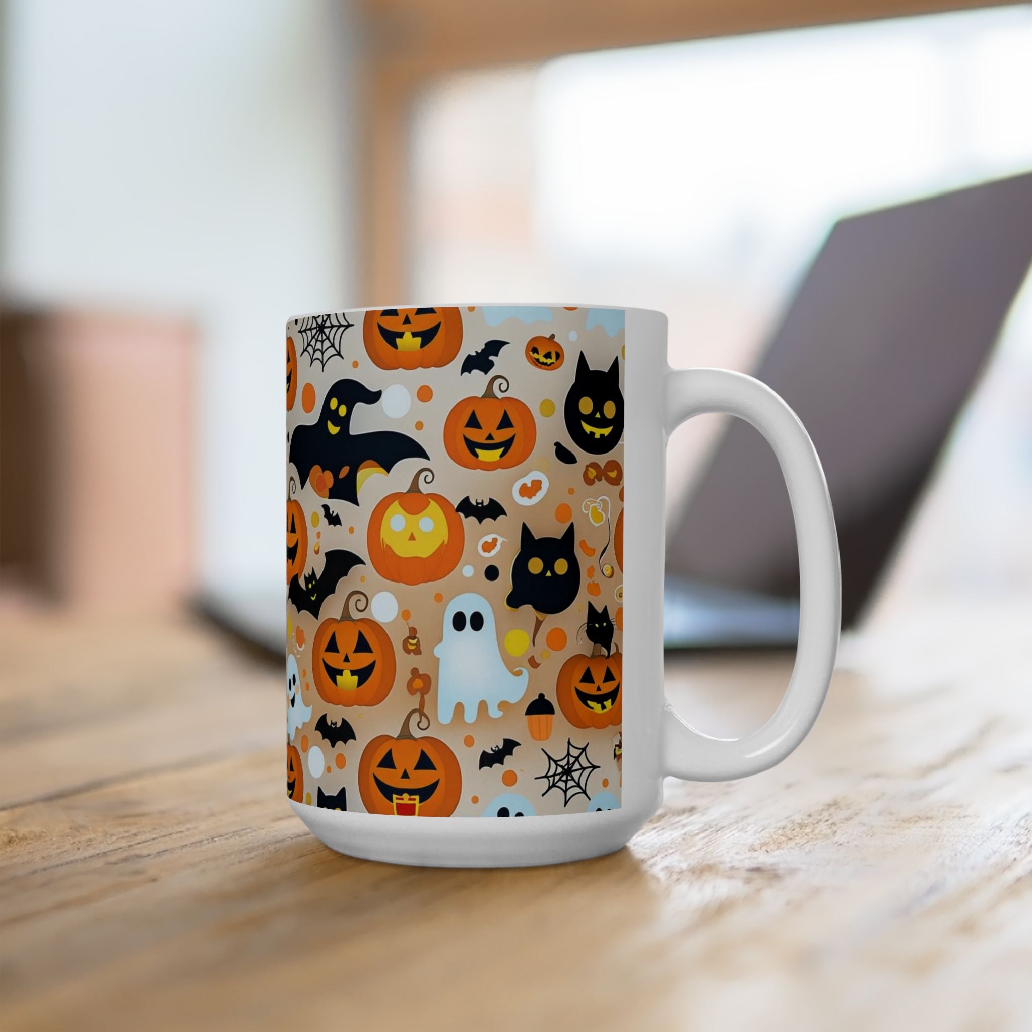 Spooky Halloween Ceramic Mug, Cute Pumpkin Ghosts Coffee Cup, Halloween Decor, Trick or Treat Mug, Fall Celebration Drinkware