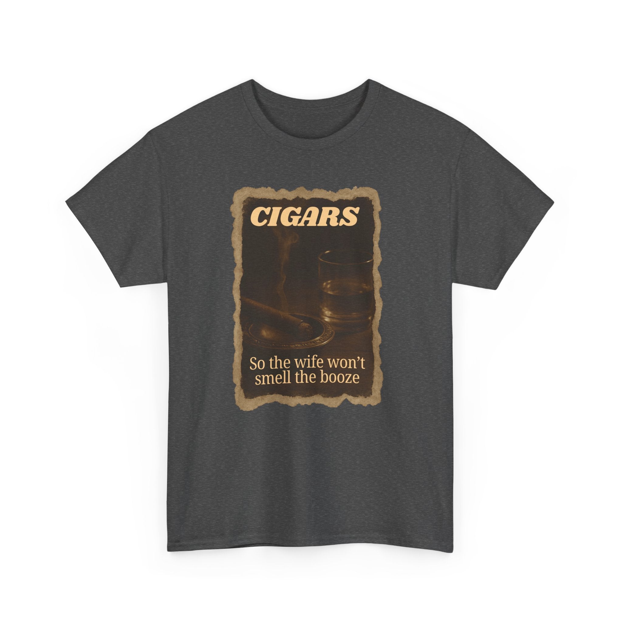 Cigar Theme Unisex Heavy Cotton T-shirt, Funny Gift for Men, Humor T-Shirt, Casual Wear, Birthday Gift, Father's Day