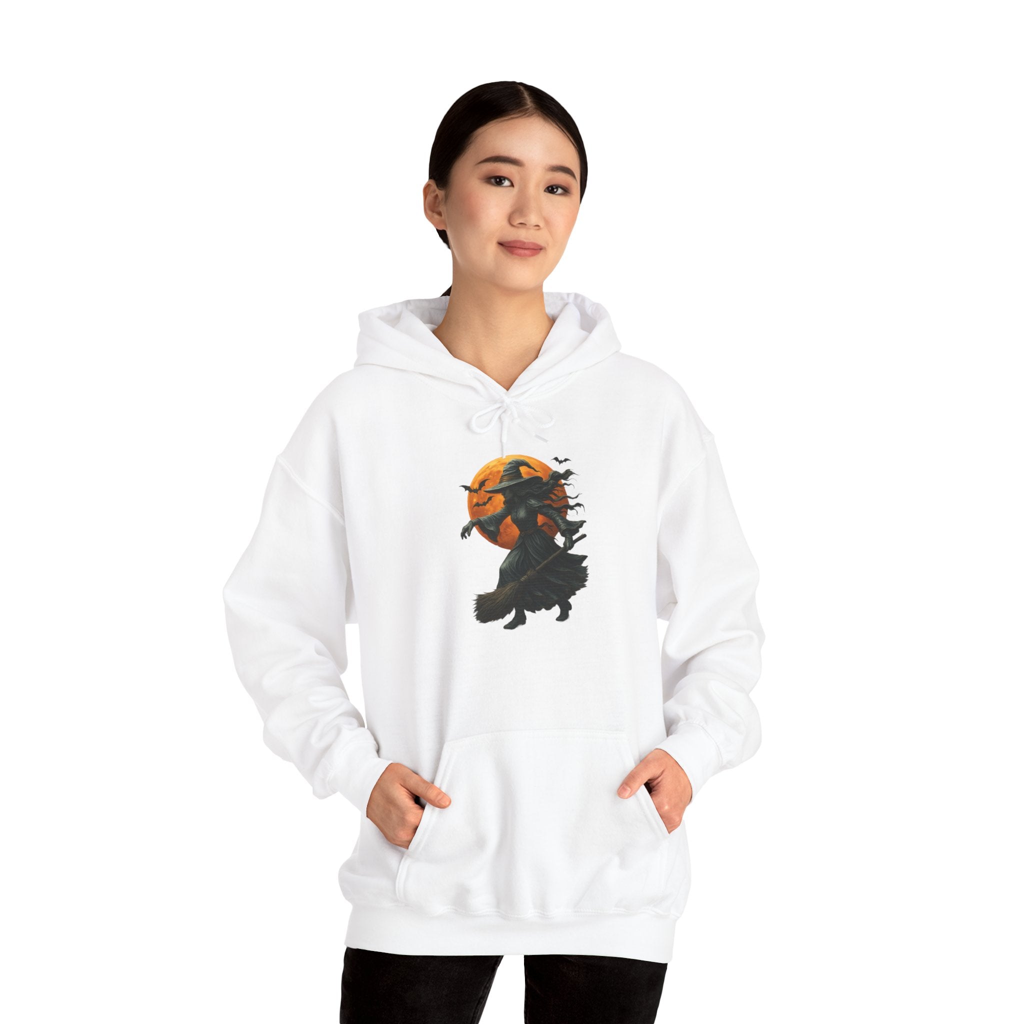 Halloween-Inspired Witch Hoodie, Cozy Fall Sweatshirt, Unisex Autumn Apparel, Spooky Season Gift, Perfect for October Celebrations