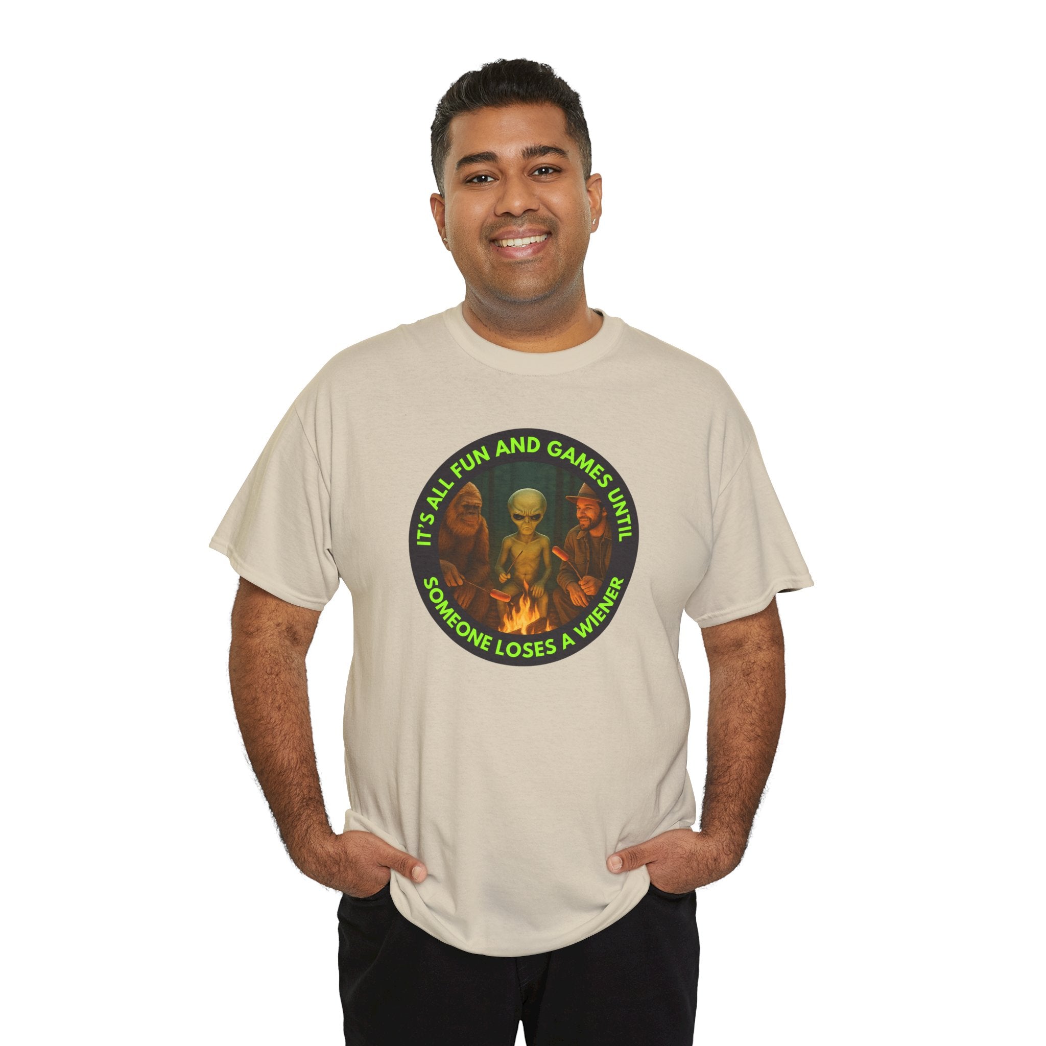 It's All Fun and Games Until... Funny Alien Camping T-shirt, Gift for Gamers, Casual Wear, Unique Statement