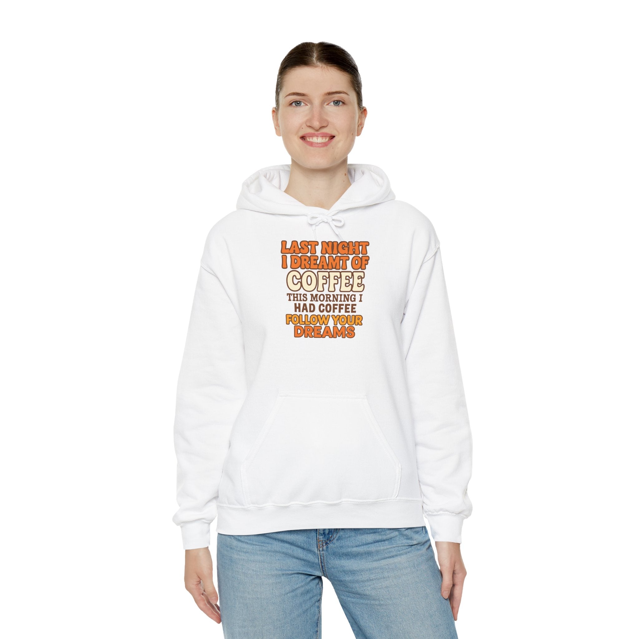 Dream of Coffee Follow Your Dreams Coffee-Inspired Unisex Hoodie, Cozy Sweatshirt Gift, Coffee Lover Sweatshirt, Perfect for Casual Days, Unique Graphic