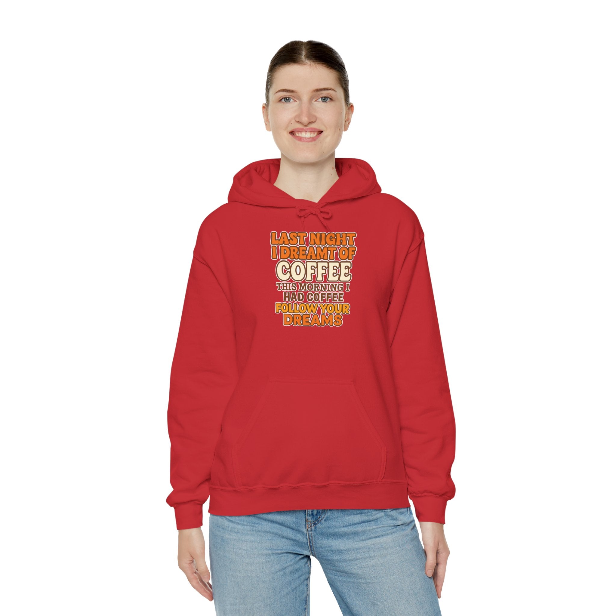 Dream of Coffee Follow Your Dreams Coffee-Inspired Unisex Hoodie, Cozy Sweatshirt Gift, Coffee Lover Sweatshirt, Perfect for Casual Days, Unique Graphic