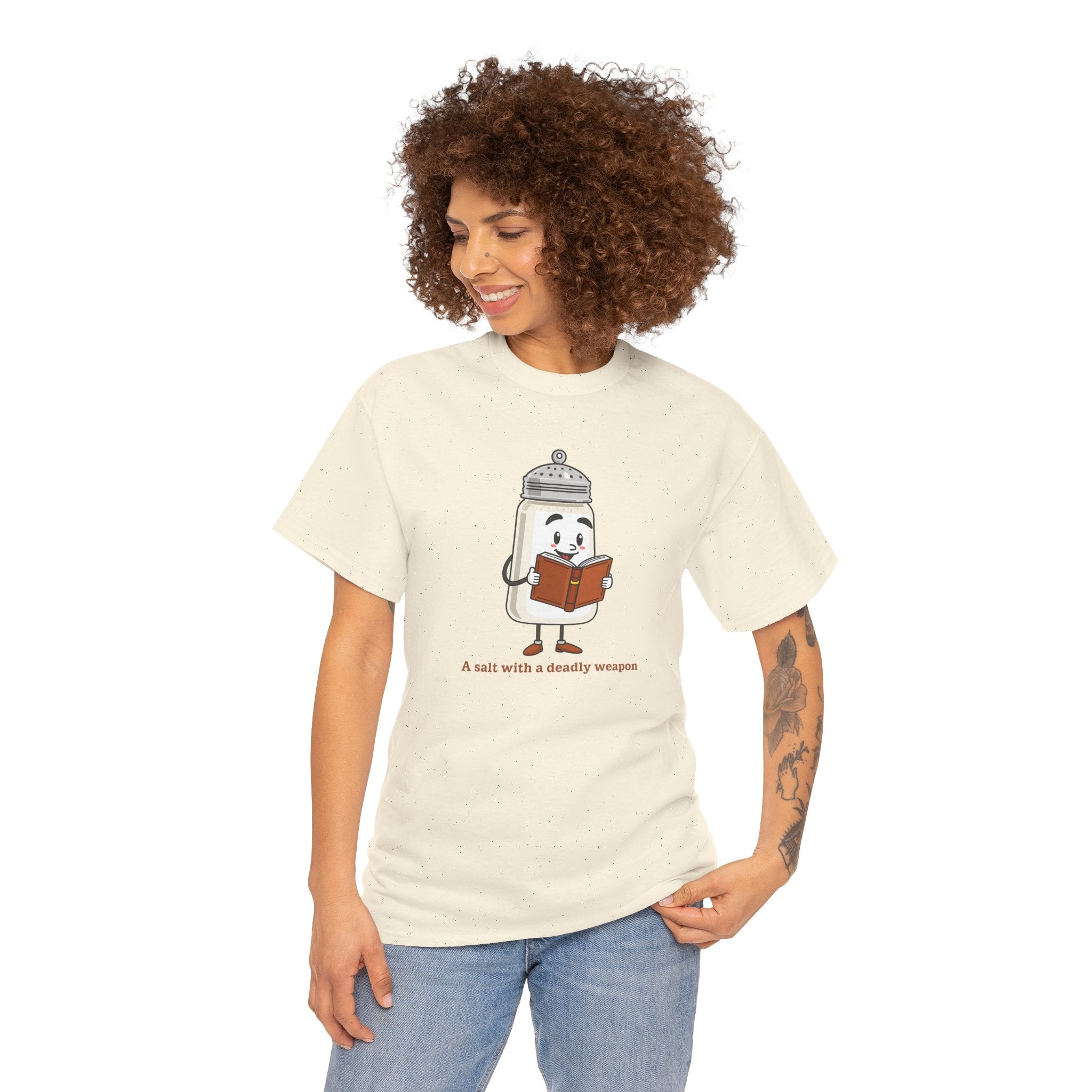 Funny Salt Bear Graphic Tee, Unisex Heavy Cotton Tee, Cute Gift for Food Lovers, Book Lovers, Unique Humor Shirt, Casual Everyday Wear