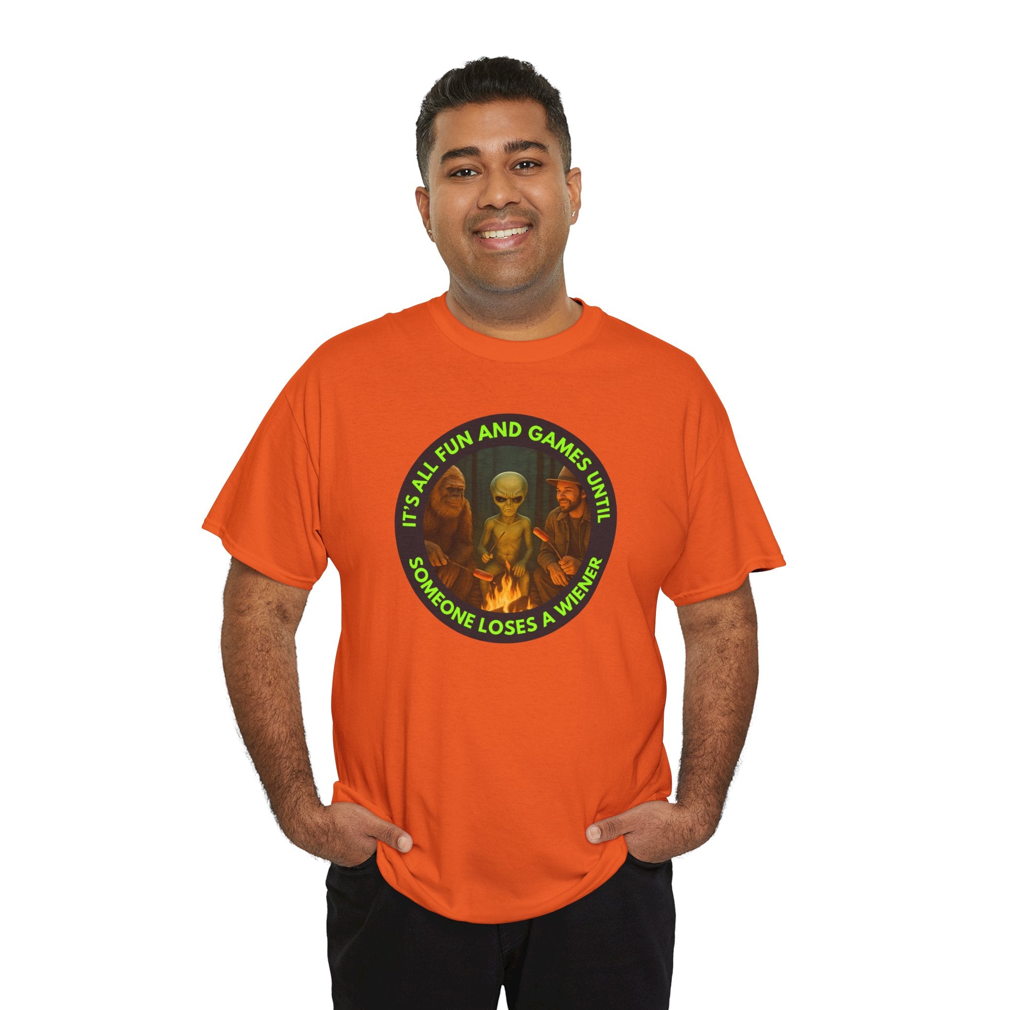 It's All Fun and Games Until... Funny Alien Camping T-shirt, Gift for Gamers, Casual Wear, Unique Statement