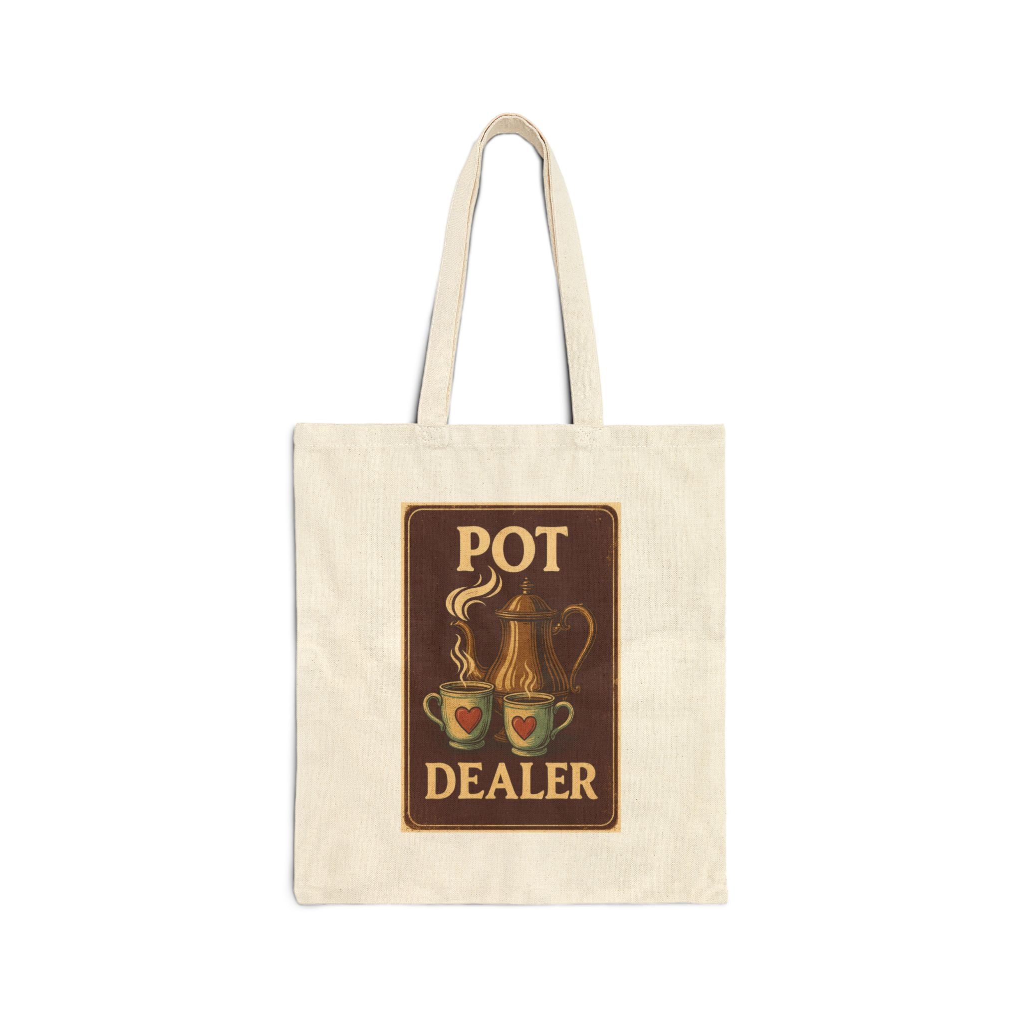 Vintage-COFFEE POT Inspired Cotton Canvas Tote Bag, Eco-Friendly Shopping Bag, Gift for Coffee Lovers, Pot Dealer Design, Retro Canvas Tote