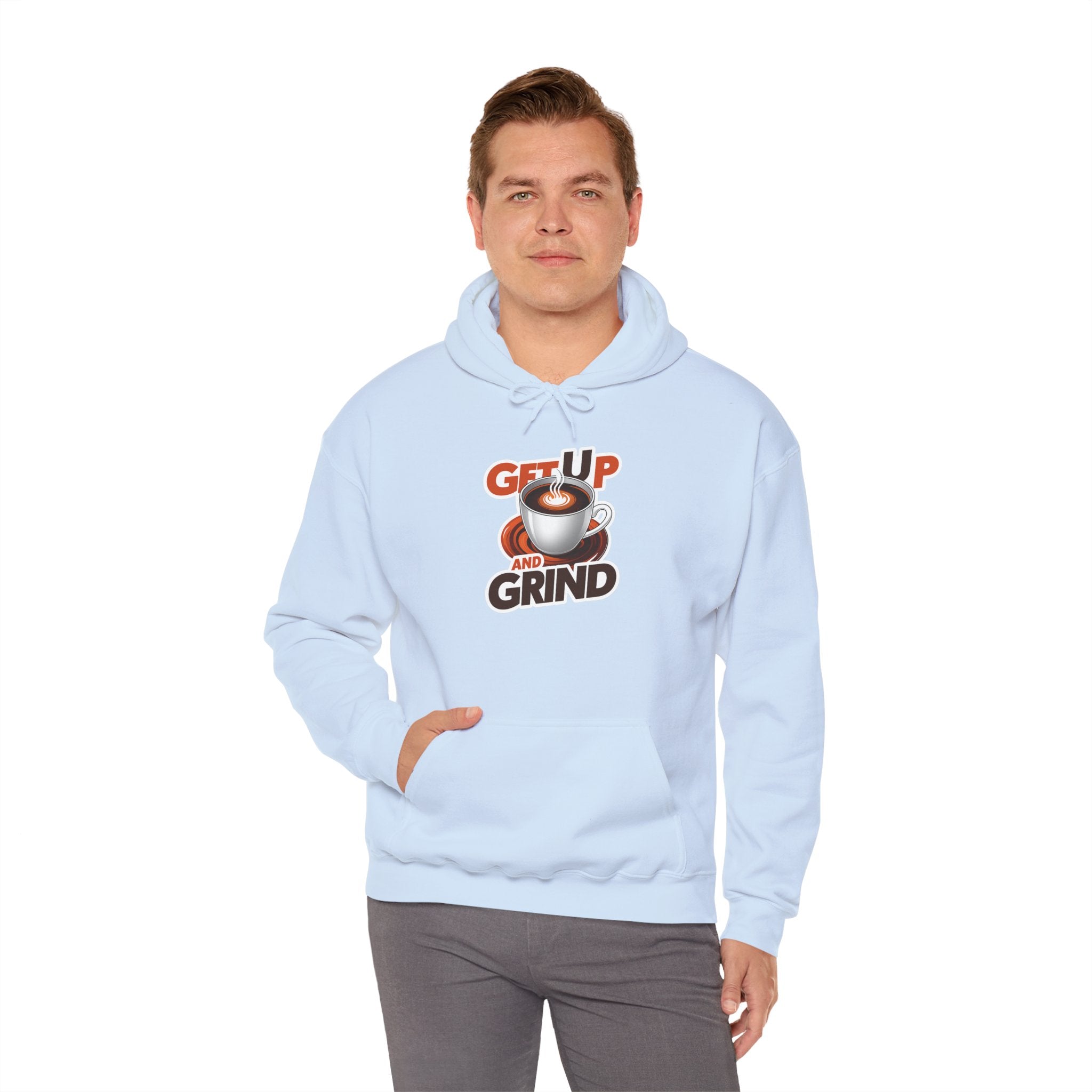 Get Up and Grind Motivational Coffee -Themed Hoodie | Motivational Gift for Coffee Lovers, Unisex Casual Wear, Perfect for Gym, School, Office