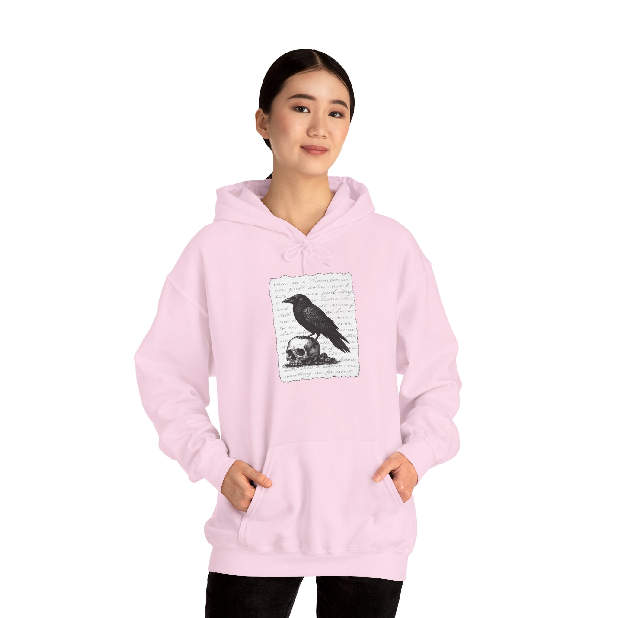 Gothic Raven Hoodie, Cozy Sweatshirt, Unisex Pullover, Halloween Apparel, Fall Fashion, Book Lovers, Theatre Lovers