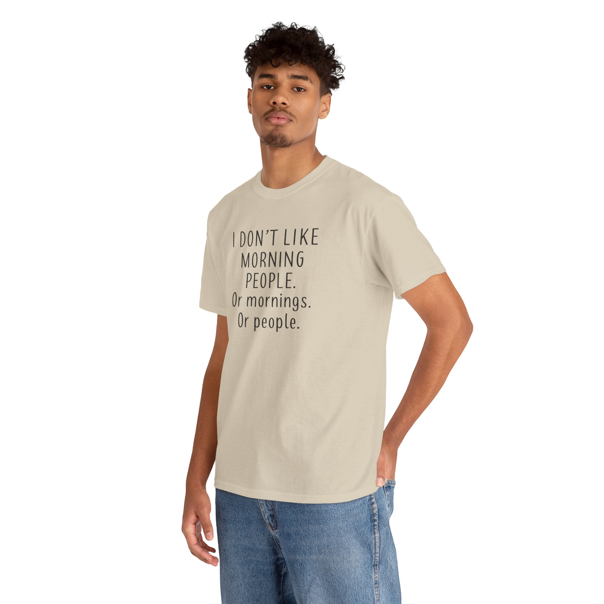 Funny Morning Tee - I Don't Like Morning People, Gift for Night Owls, Casual Wear, Humor T-Shirt, Unisex Cotton Shirt