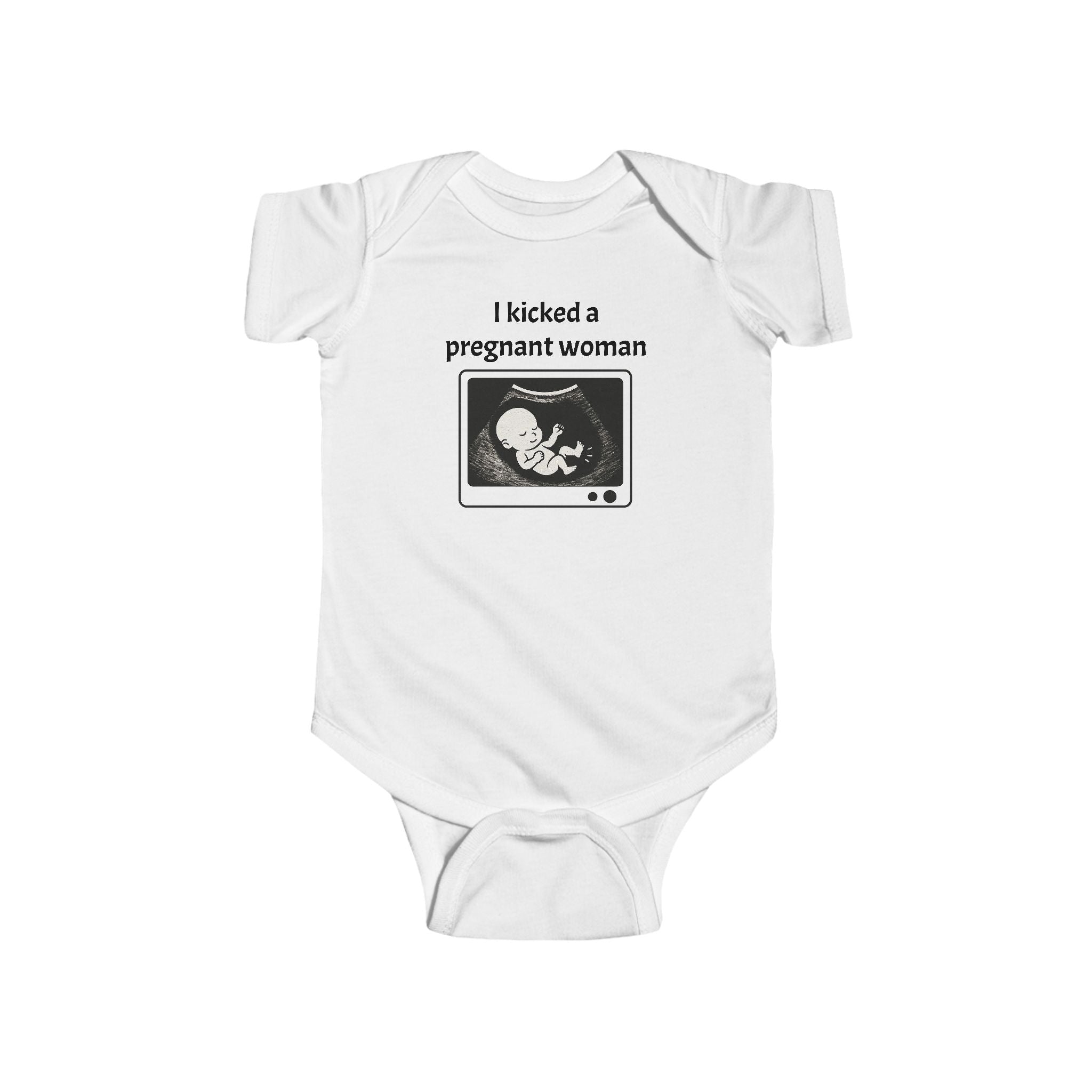 Funny Baby Newborn Bodysuit | I Kicked A Pregnant Woman | Baby Shower Gift, Infant Apparel, Cute Newborn Gift, Funny Parenting Outfit