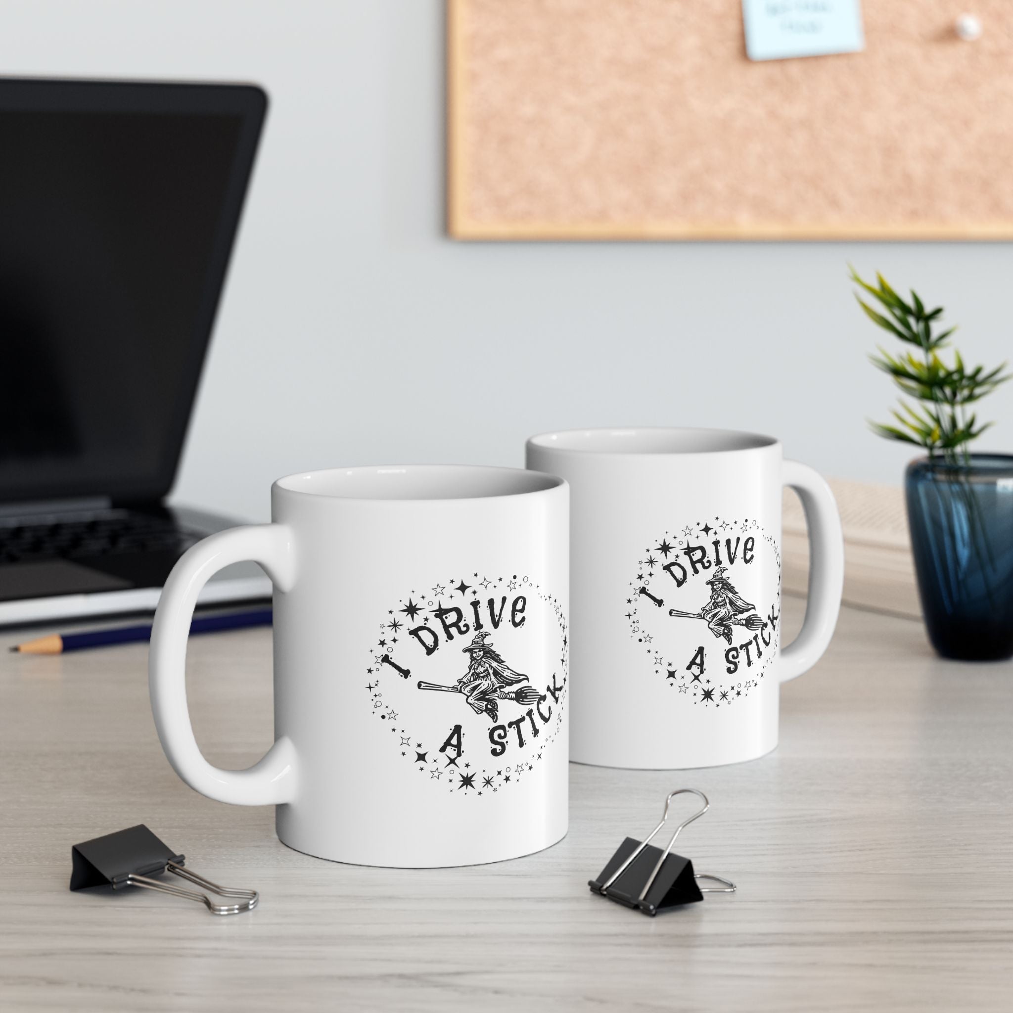 Magical Coffee Mug - I Drive a Stick Witch Coffee Mug, Inspirational Drinkware, Gift for Friends, Unique Kitchen Decor