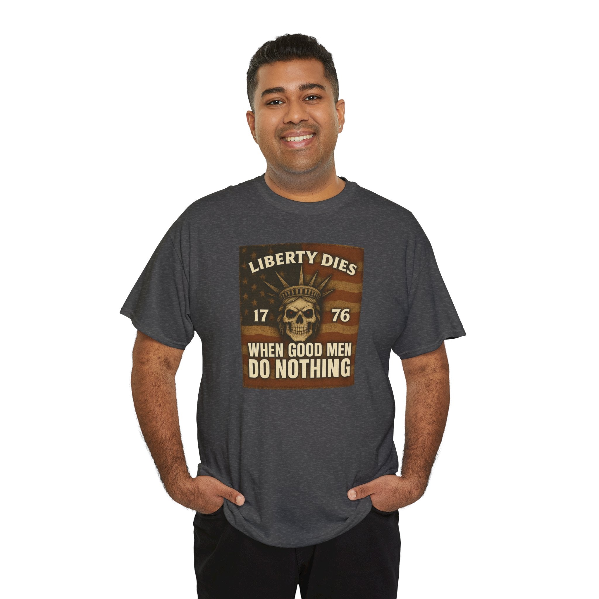 Liberty Dies Unisex Heavy Cotton Tee, Patriotic T-Shirt, 4th of July Gift, Independence Day Apparel, Vintage Style Tee