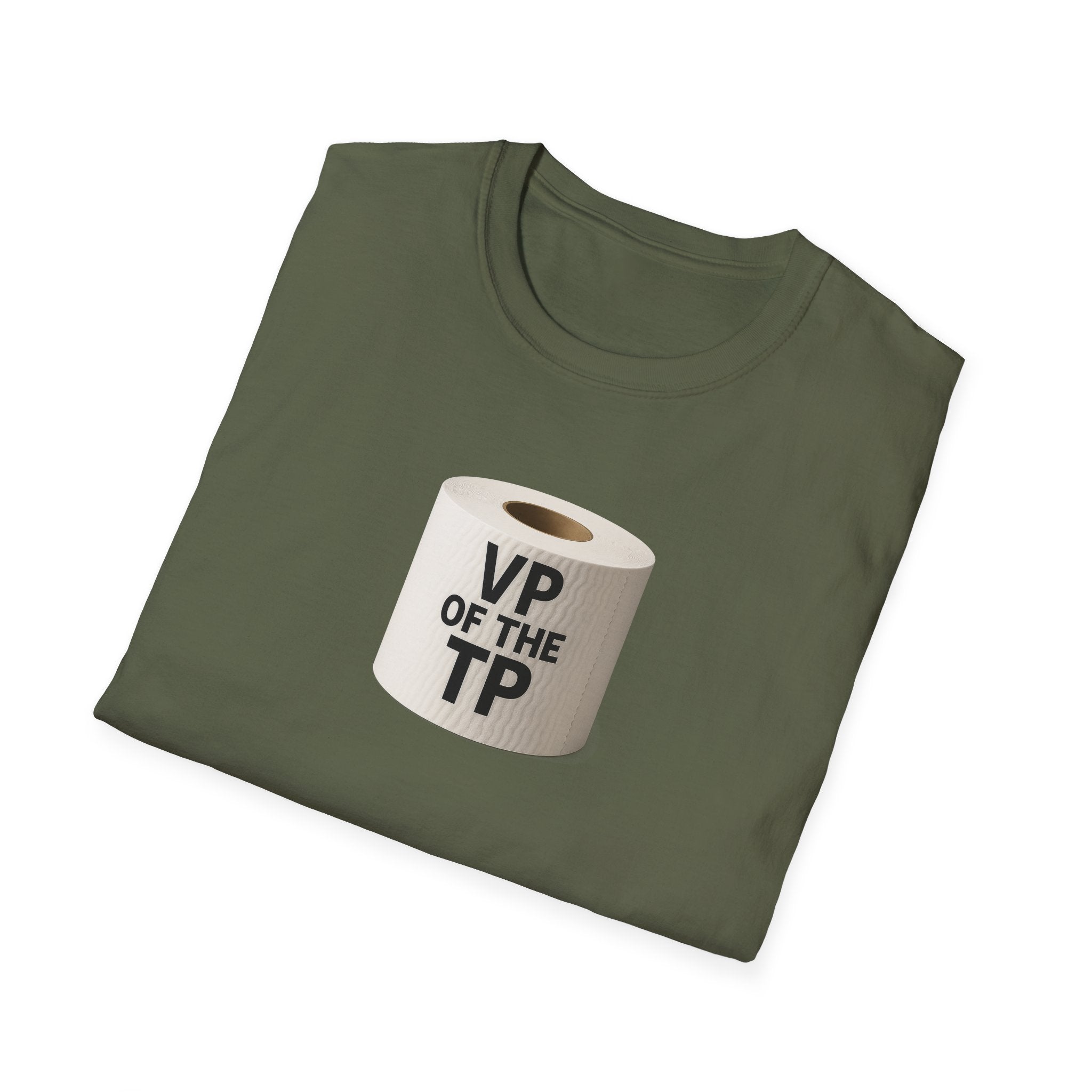 VP of the TP  - Unisex Softstyle T-Shirt, Humorous Gift, Toilet Paper Lover Shirt, Quirky Graphic Tee, Perfect for Parties