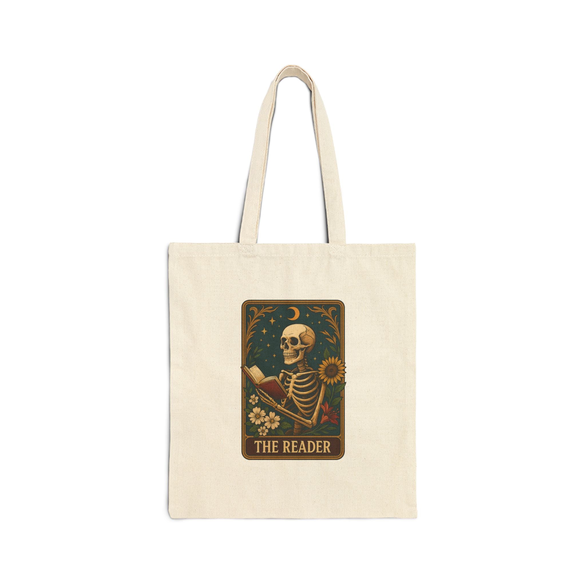 THE READER TAROT - Cotton Canvas Tote Bag, Book Lover Gift, Literary Tote, Library Bag, Reusable Shopping Tote