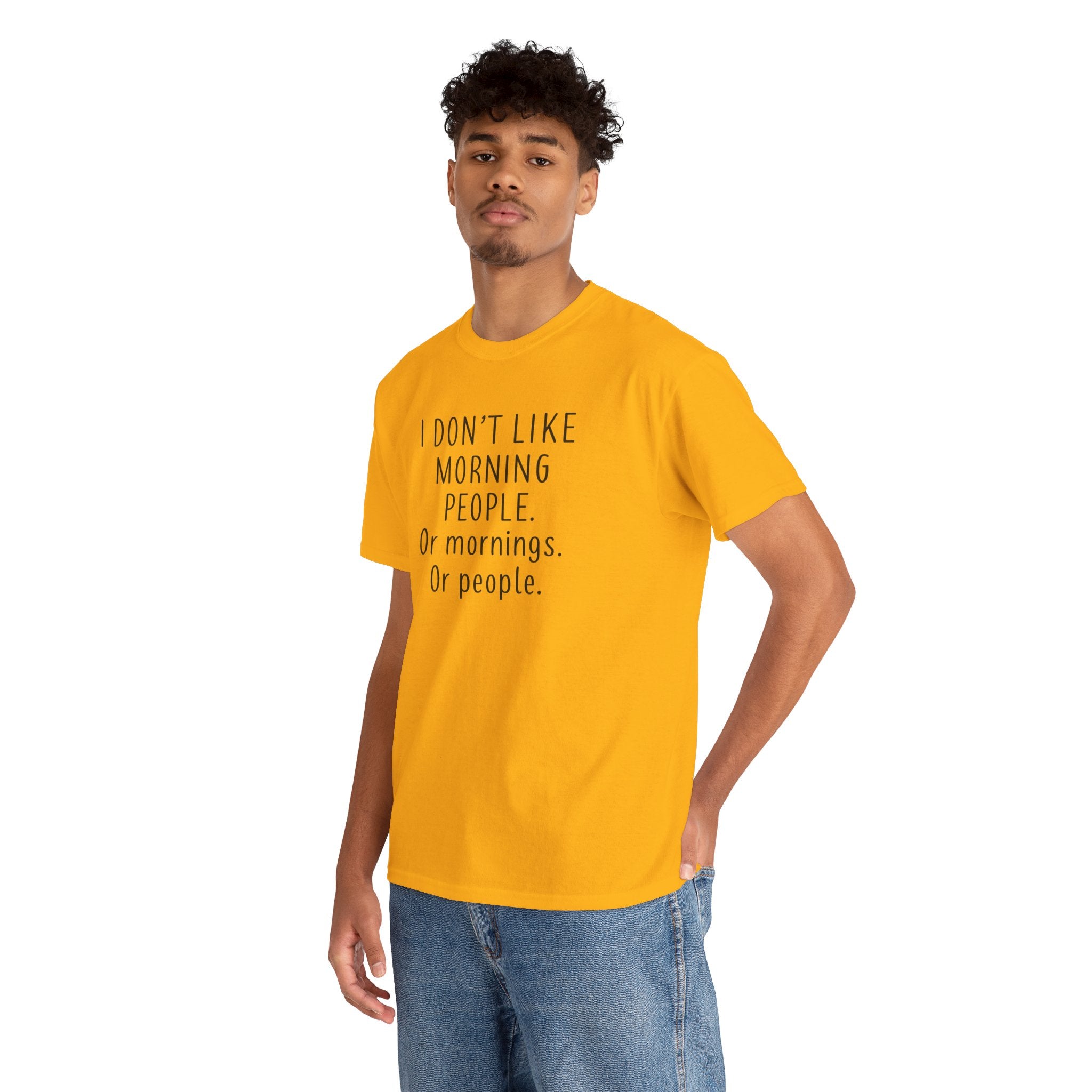Funny Morning Tee - I Don't Like Morning People, Gift for Night Owls, Casual Wear, Humor T-Shirt, Unisex Cotton Shirt