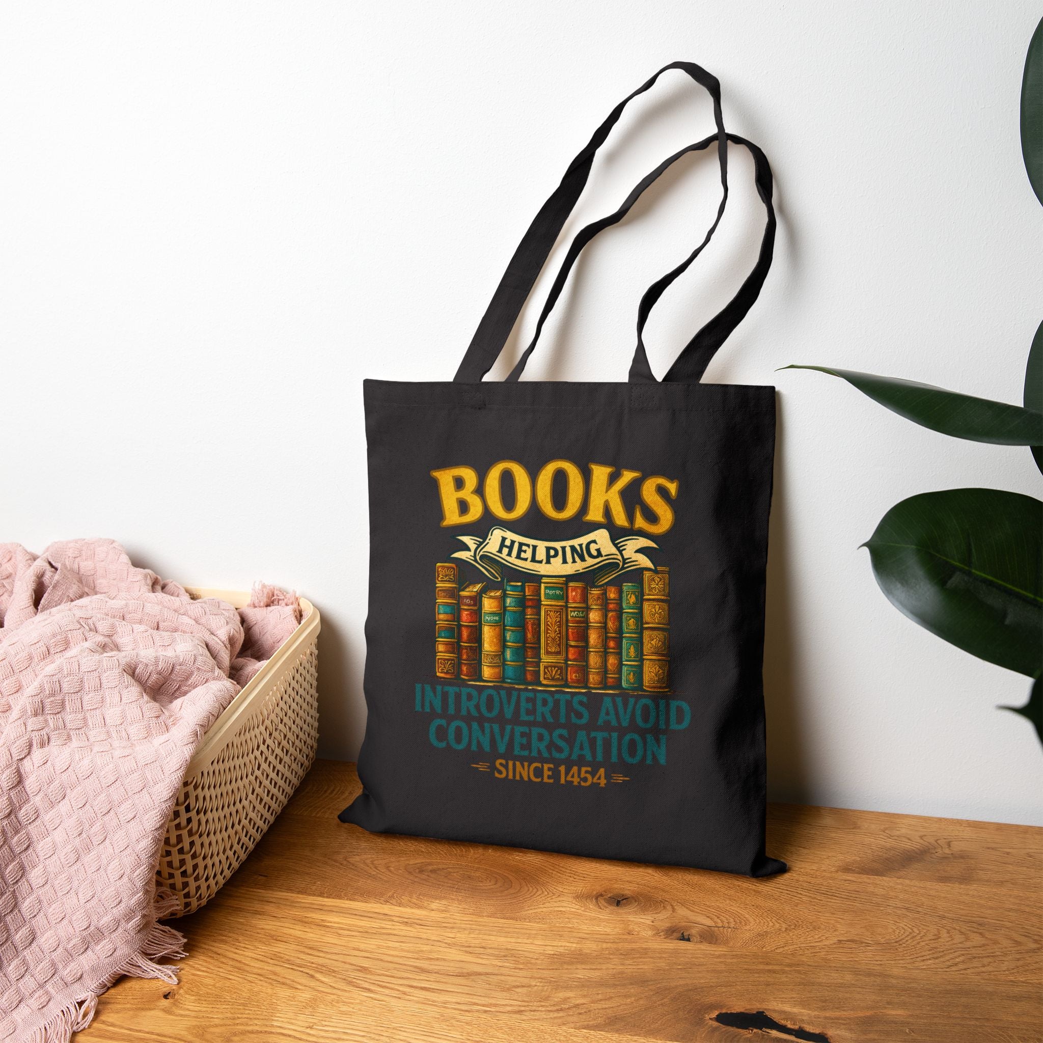 Books Helping Introverts Avoid Conversation Tote Bag, Eco-Friendly Tote, Gift for Book Lovers, Introvert Humor, Library Bag, Literary Gift