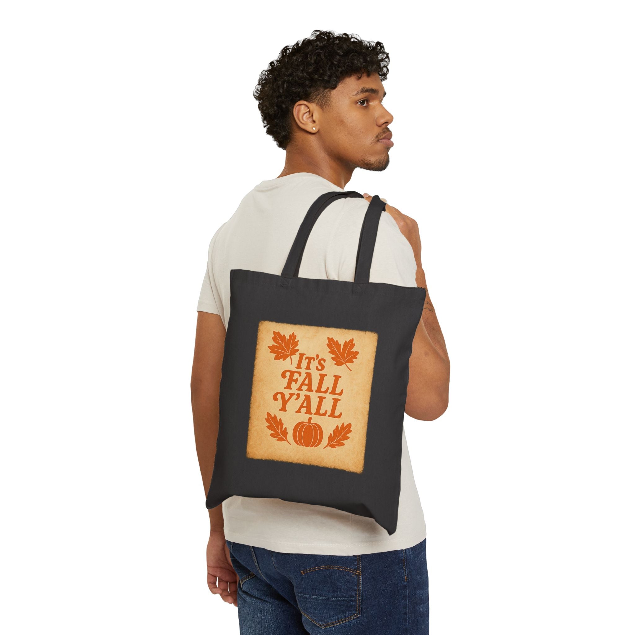 IT'S FALL Y'ALL - Autumn-Themed Cotton Canvas Tote Bag, Perfect for Fall, Halloween, Thanksgiving, Eco-Friendly Grocery Bag, Seasonal Gift