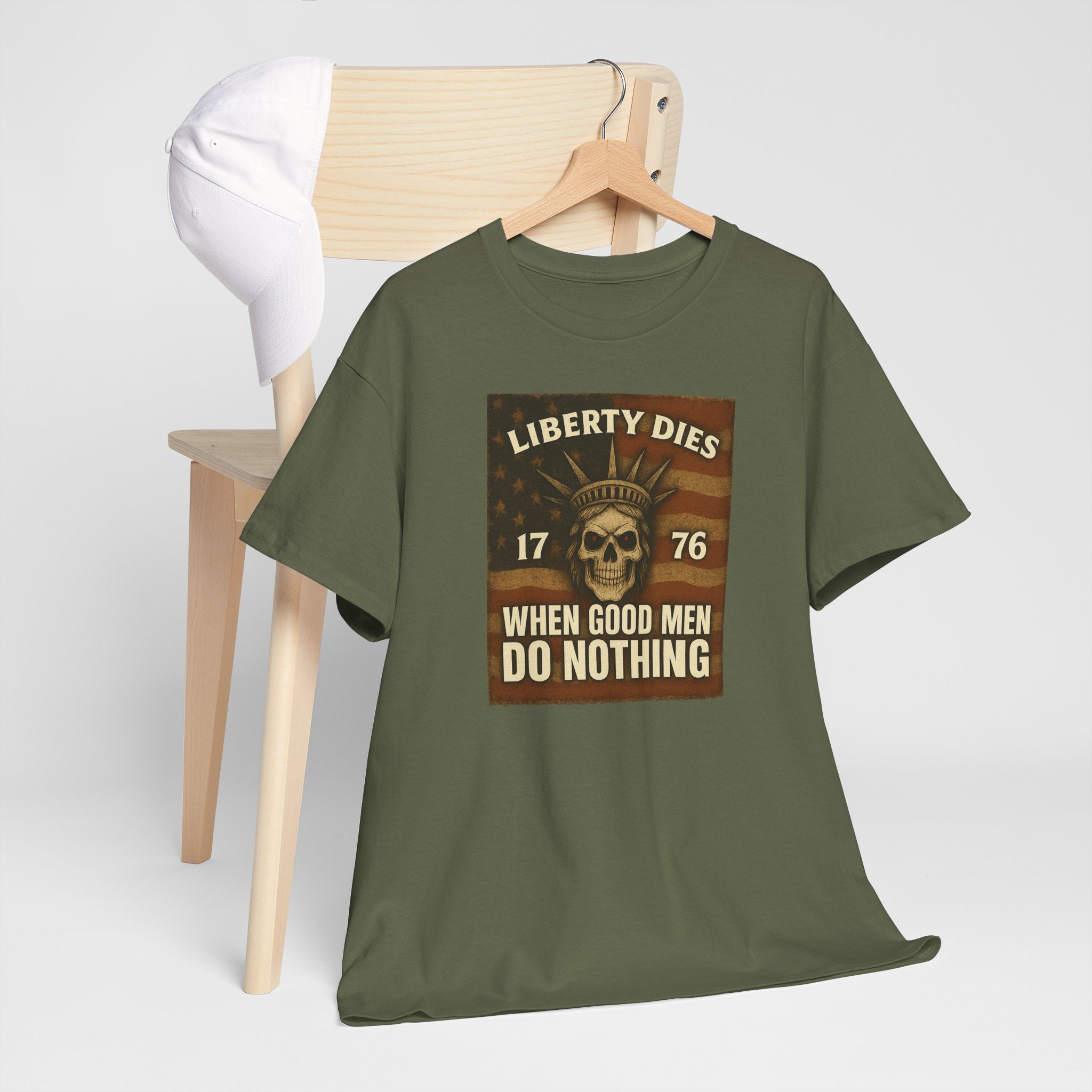 Liberty Dies Unisex Heavy Cotton Tee, Patriotic T-Shirt, 4th of July Gift, Independence Day Apparel, Vintage Style Tee