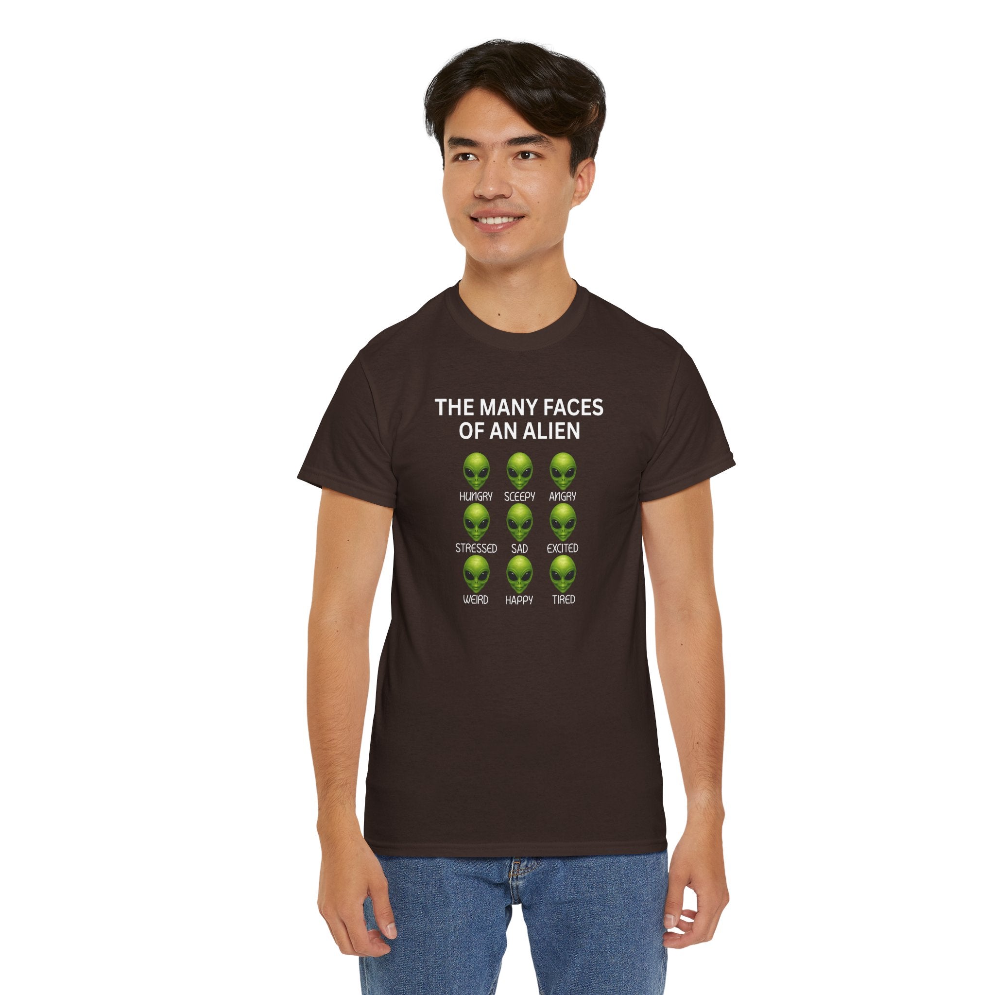Unisex Alien Emotions Tee, Funny Graphic T-Shirt, Humor Gift for Nerds, Sci-Fi Apparel, Casual Wear for Fans