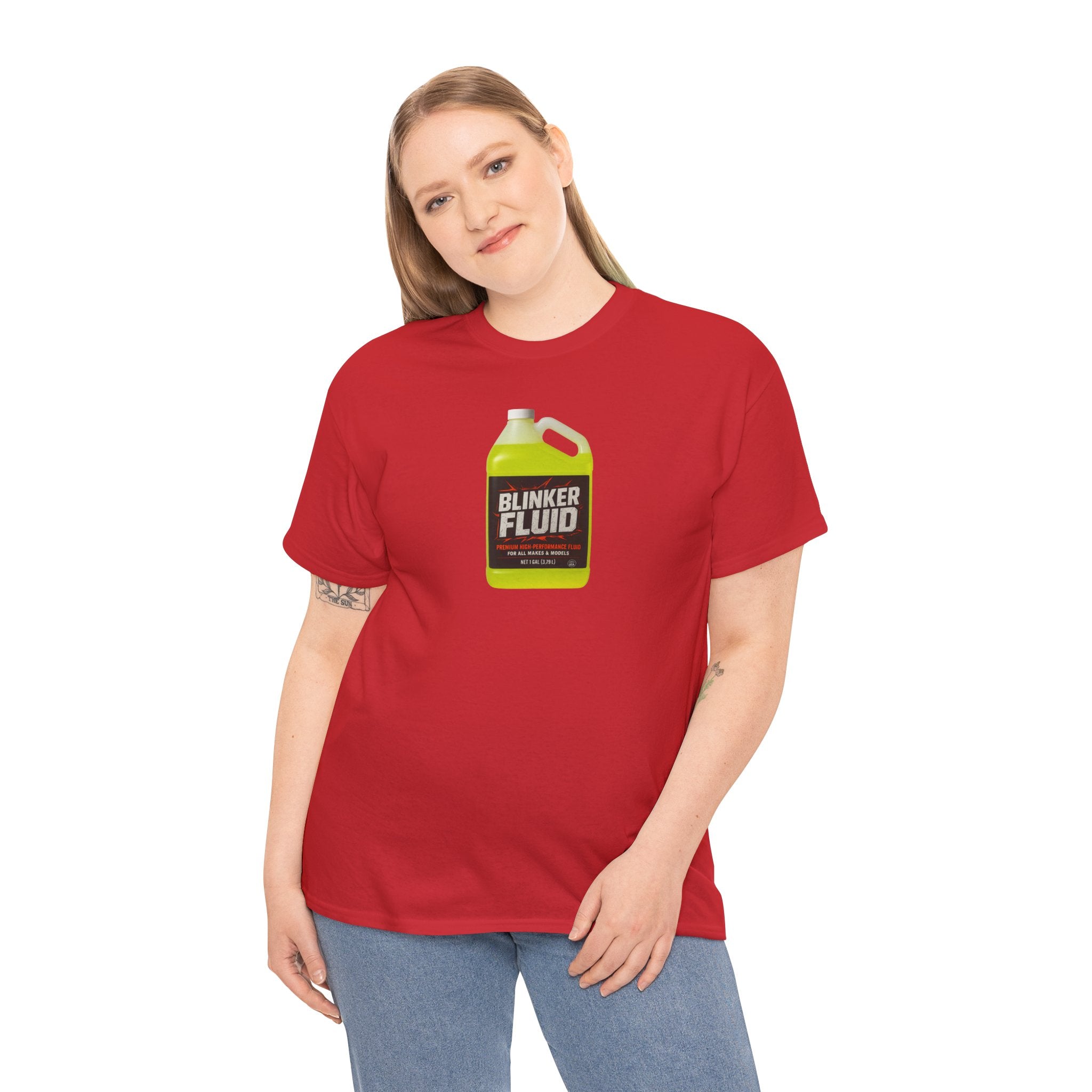 Humorous Blinker Fluid Tee, Funny T-Shirt, Car Lover Gift, Gag Gift, Unisex Heavy Cotton Shirt
