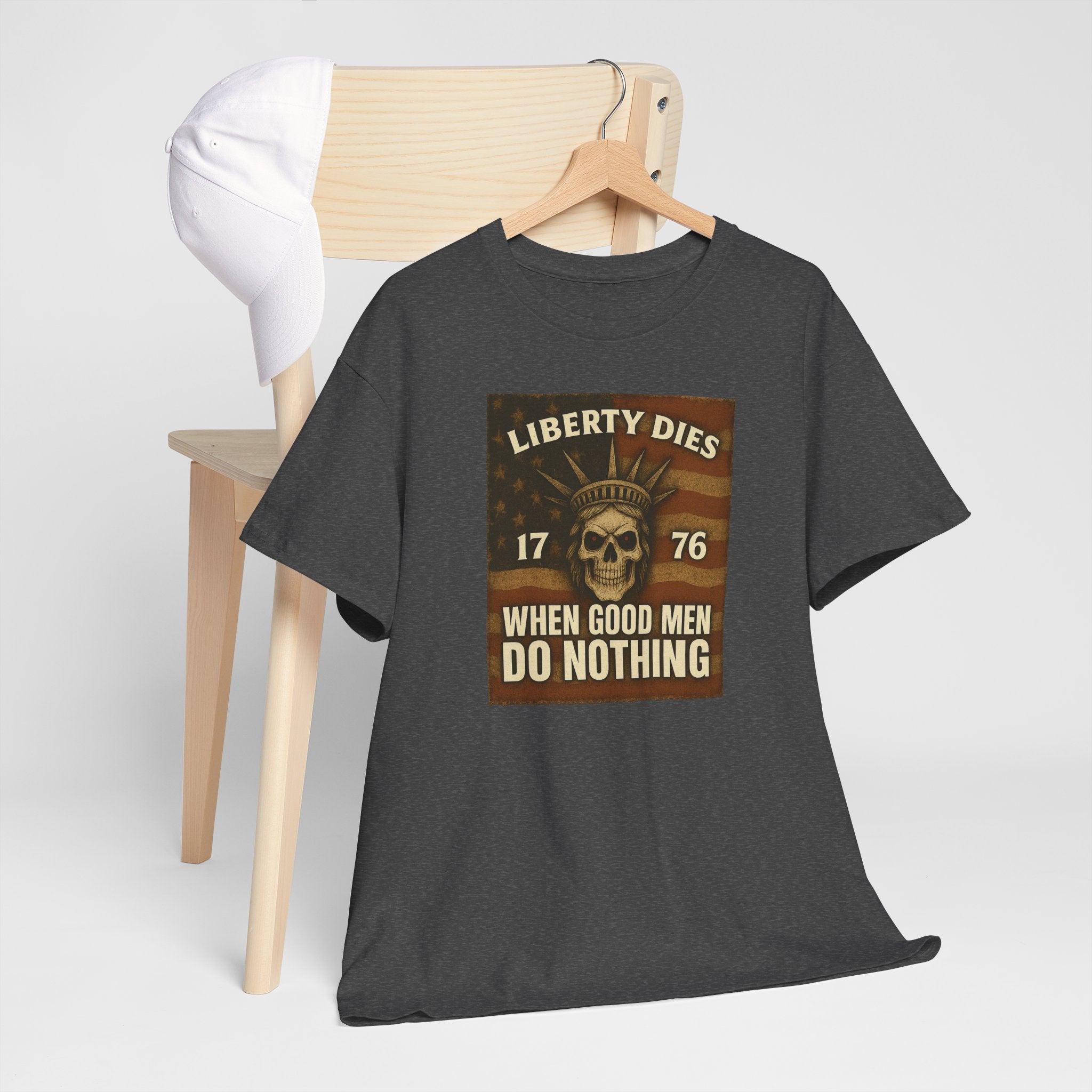 Liberty Dies Unisex Heavy Cotton Tee, Patriotic T-Shirt, 4th of July Gift, Independence Day Apparel, Vintage Style Tee