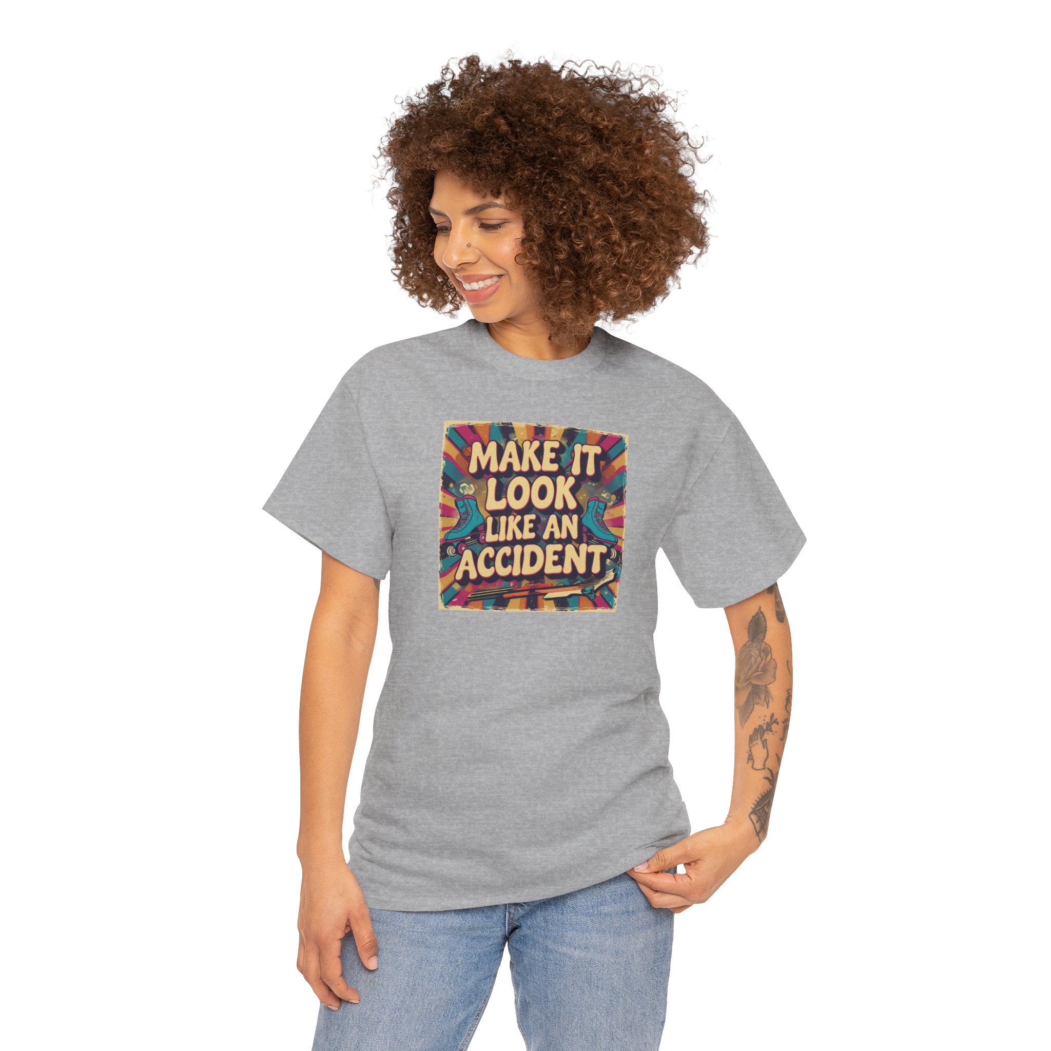 Playful Unisex Heavy Cotton Tee: Make It Look Like An Accident, Casual Wear, Gift for Friends, Fun Statement Shirt, Everyday Comfort