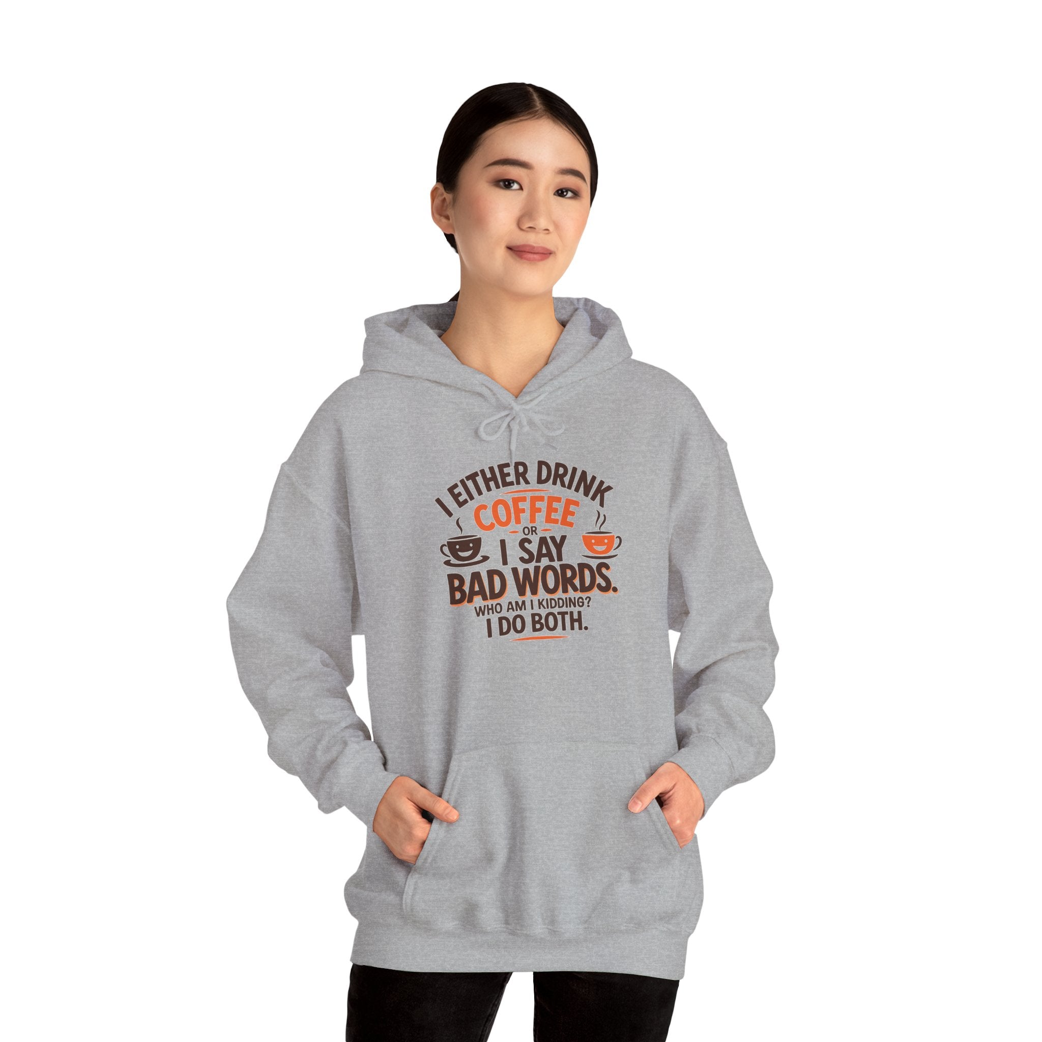 I drink coffee or say bad words, Coffee Lovers Hoodie - Unisex Funny Sweatshirt, Gift for Coffee Addicts, Unique Design, Great for Casual Wear, Perfect for Holidays