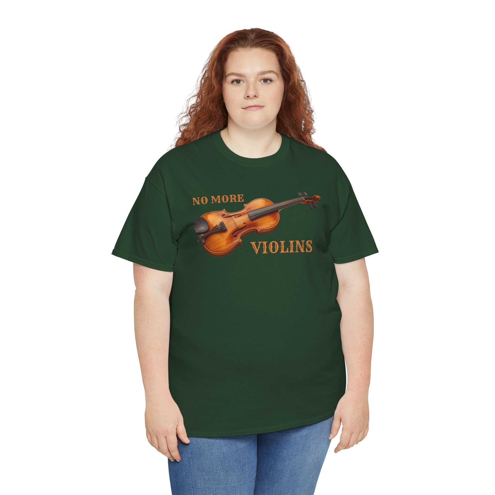 No More Violins Unisex Heavy Cotton Tee, Funny Music Lover T-Shirt, Gift for Musicians, Band Merchandise, Casual Wear, Birthday Gift