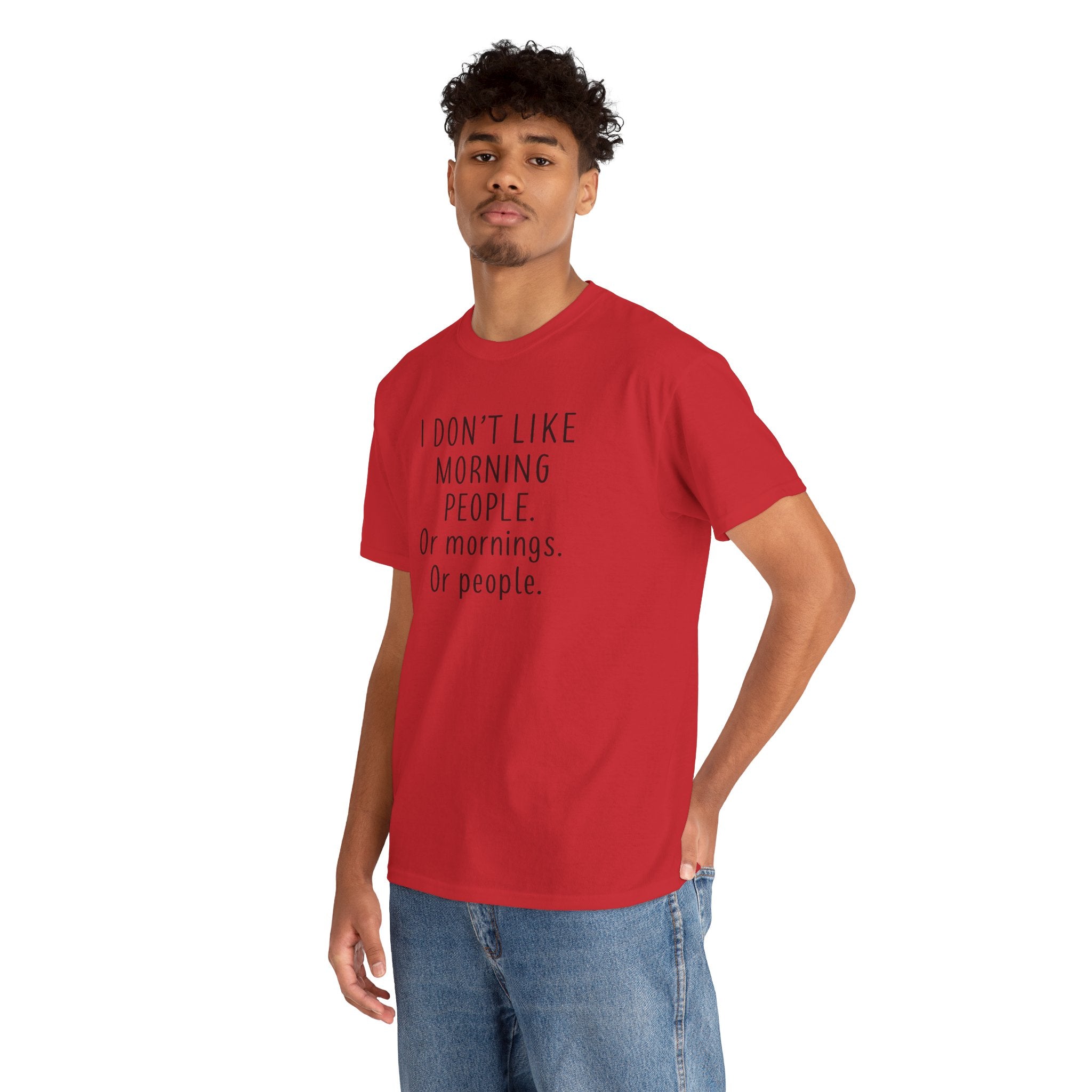 Funny Morning Tee - I Don't Like Morning People, Gift for Night Owls, Casual Wear, Humor T-Shirt, Unisex Cotton Shirt