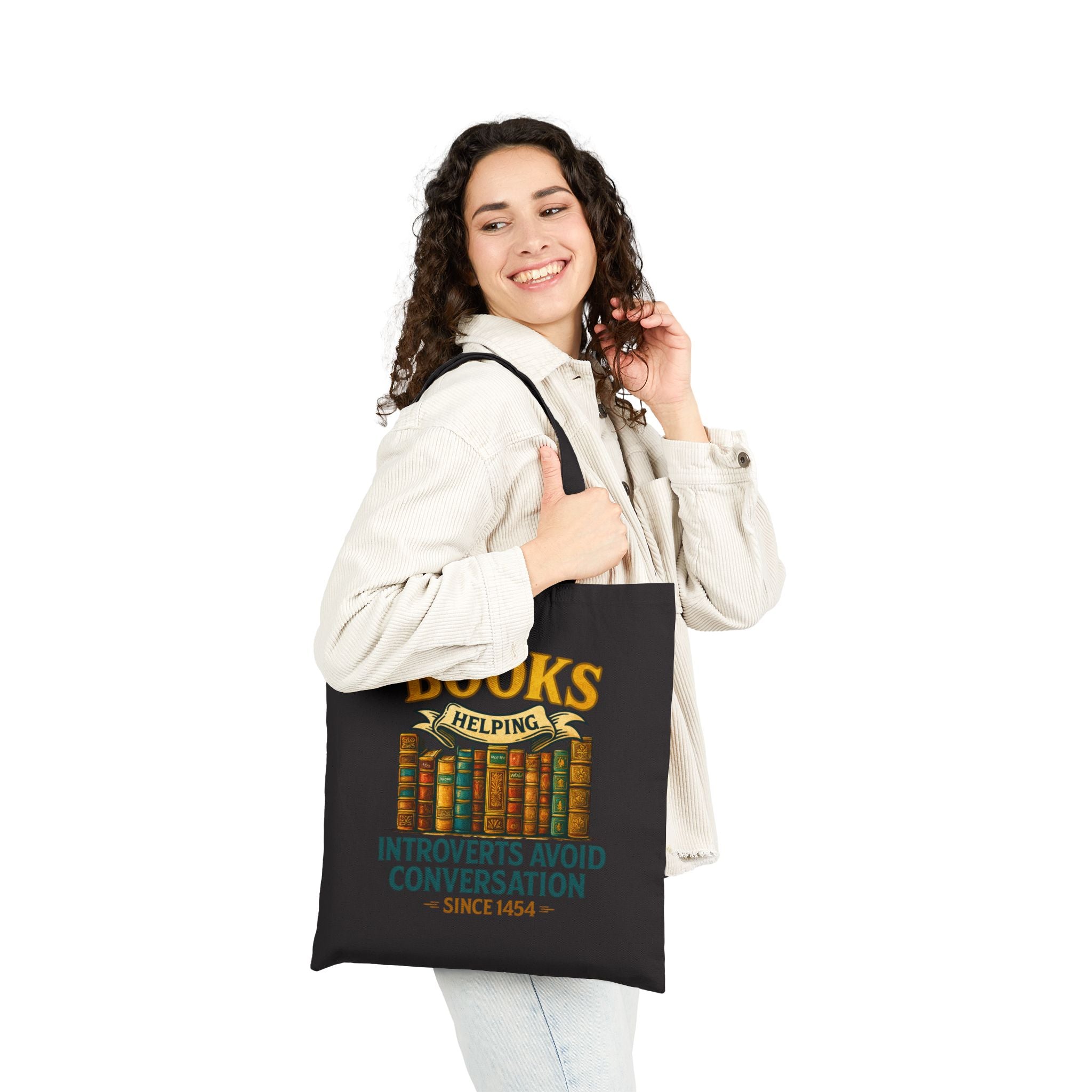 Books Helping Introverts Avoid Conversation Tote Bag, Eco-Friendly Tote, Gift for Book Lovers, Introvert Humor, Library Bag, Literary Gift